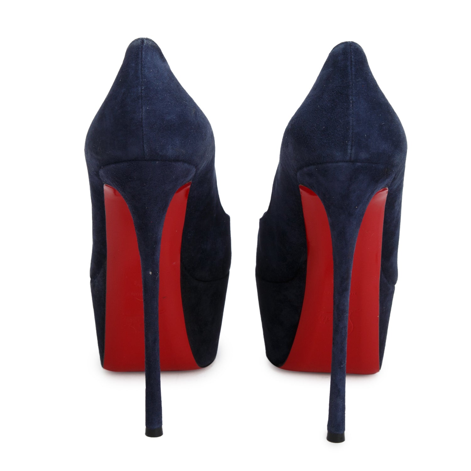 Christian Louboutin Navy Suede Daffodile 155mm Pumps, Size 38.5