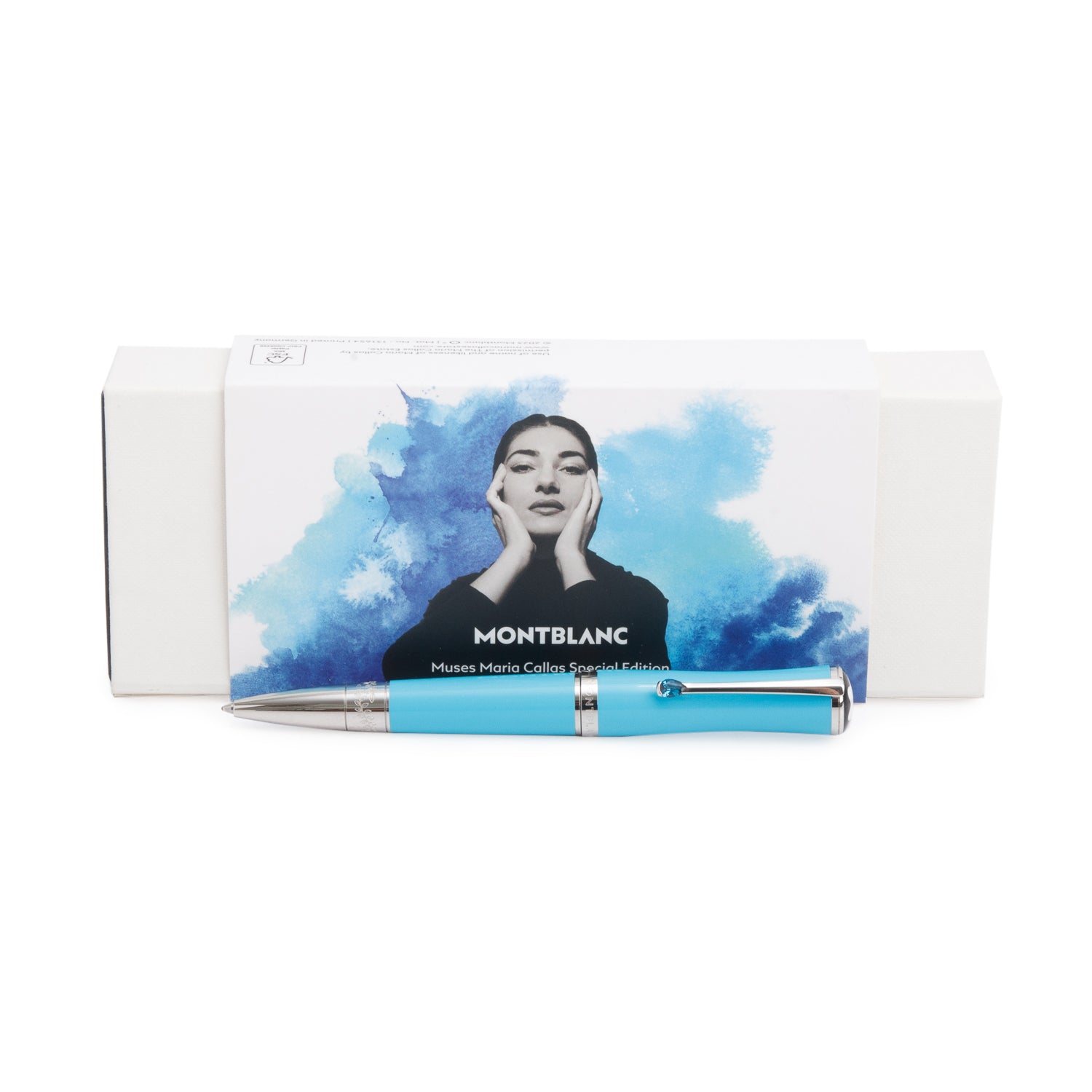 Montblanc 2024 Pen Muses Special Edition Maria Callas Blue Resin Platinum Coated Ballpoint Pen w/ Box & Receipt