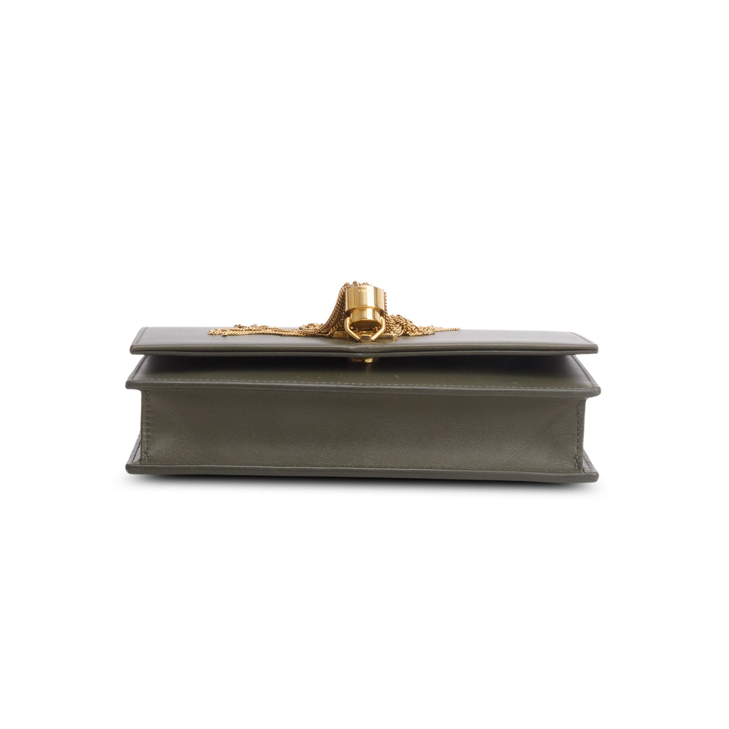 Saint Laurent Green Leather Kate Tassel Wallet on Chain