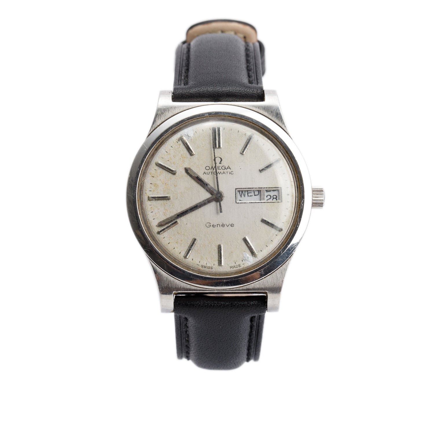 Omega Vintage Stainless Steel Geneve Day Date 36 MM Automatic Watch