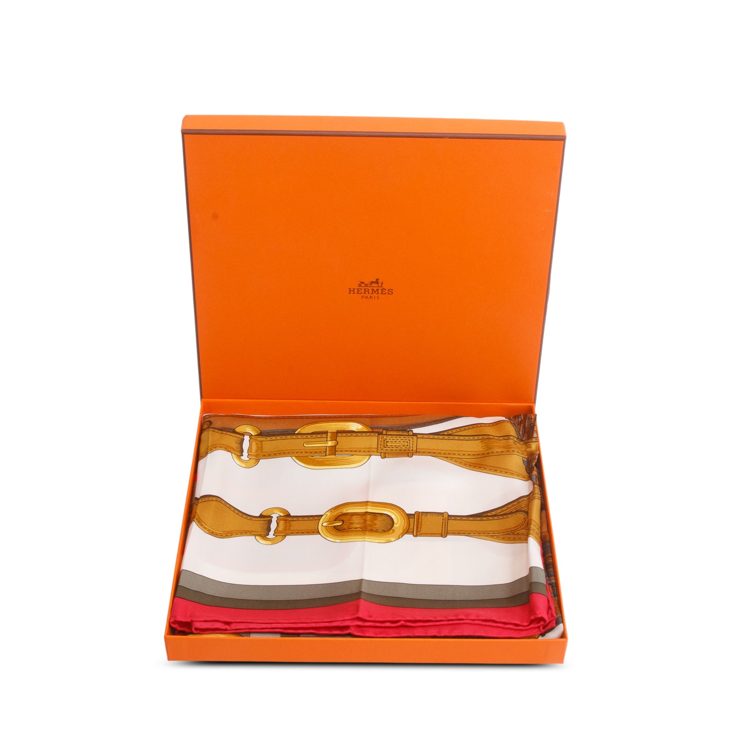 Hermes Pink & Green 'Coaching' Silk Scarf 90 w/ Box