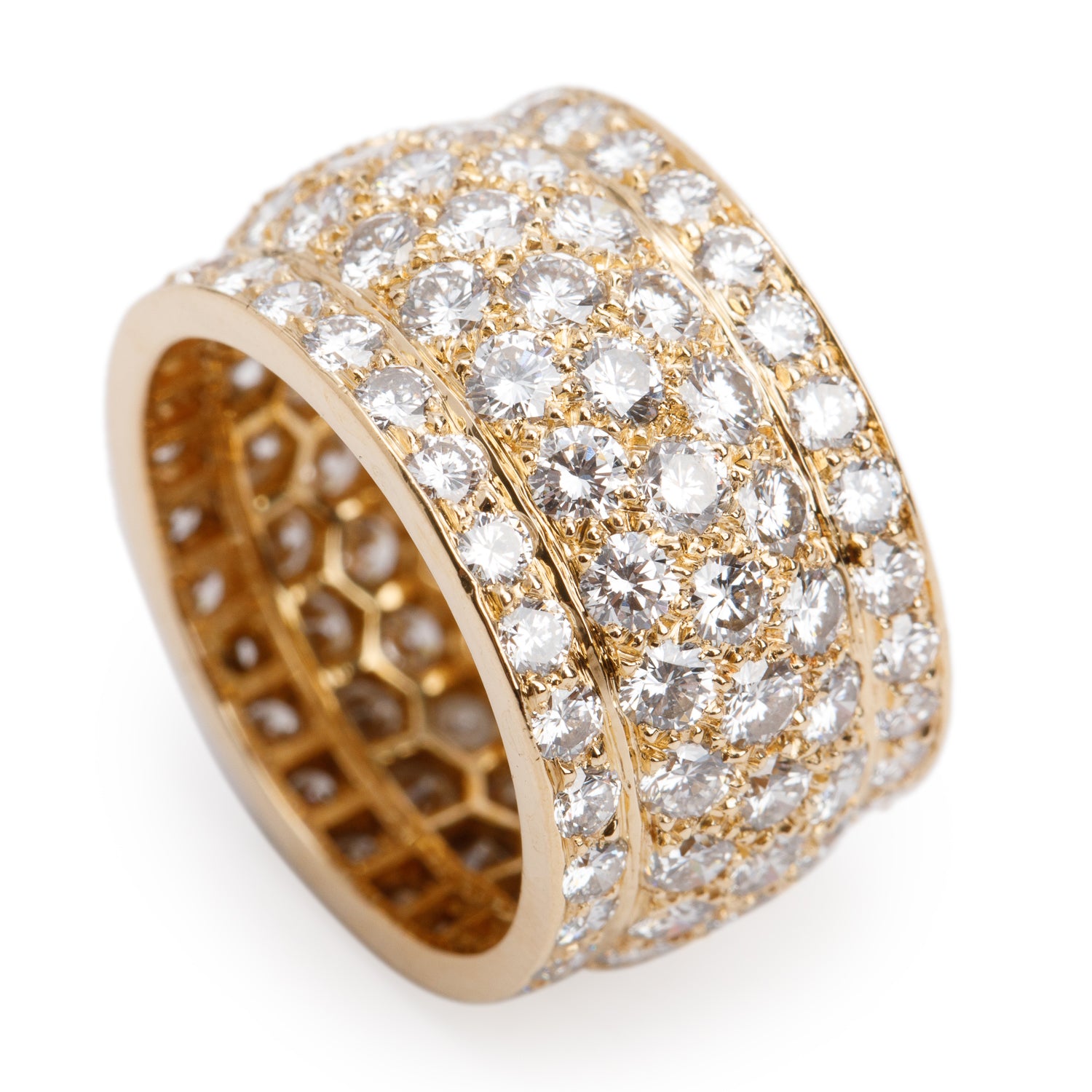 Cartier 18k Yellow Gold Paved Diamond Nigeria Band Ring, Size 53 6 w/ Box & Papers