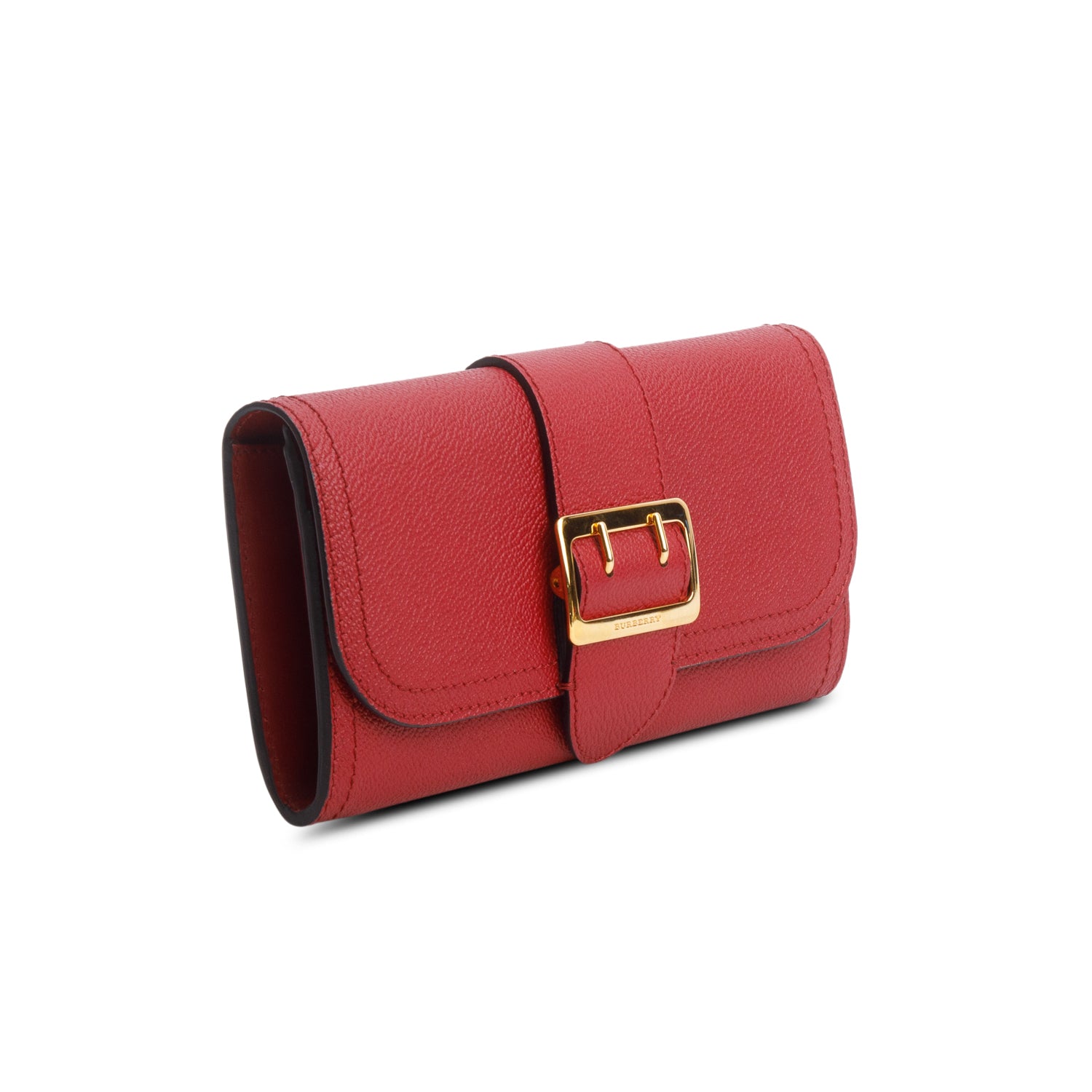 Burberry Red Soft Grain Calfskin Halton Long Wallet w/ Box