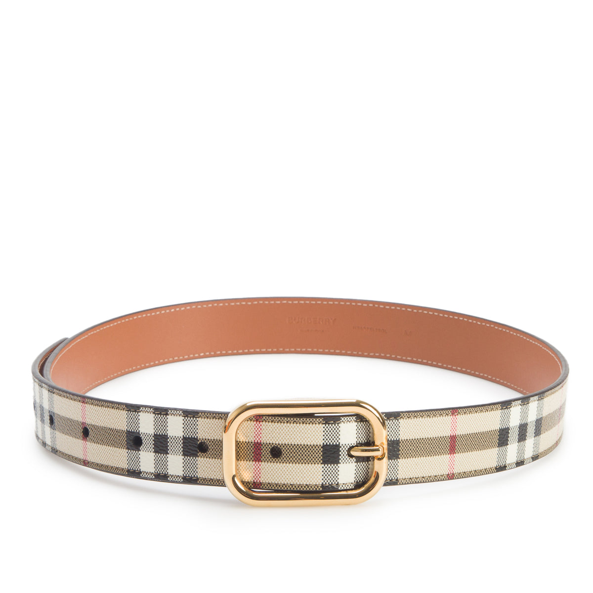 Burberry Beige Nova Check Belt, Size M w/ Box