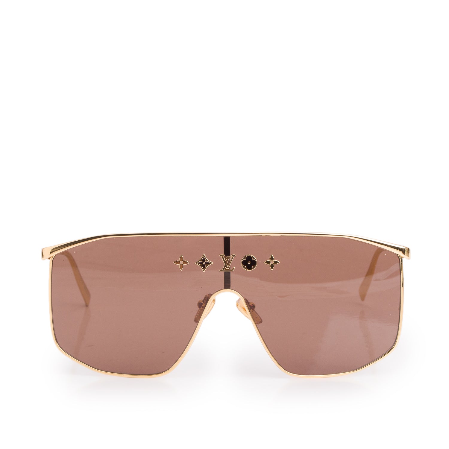 Louis Vuitton Z1717U Gold-Toned LV Golden Mask Sunglasses w/ Box & Case