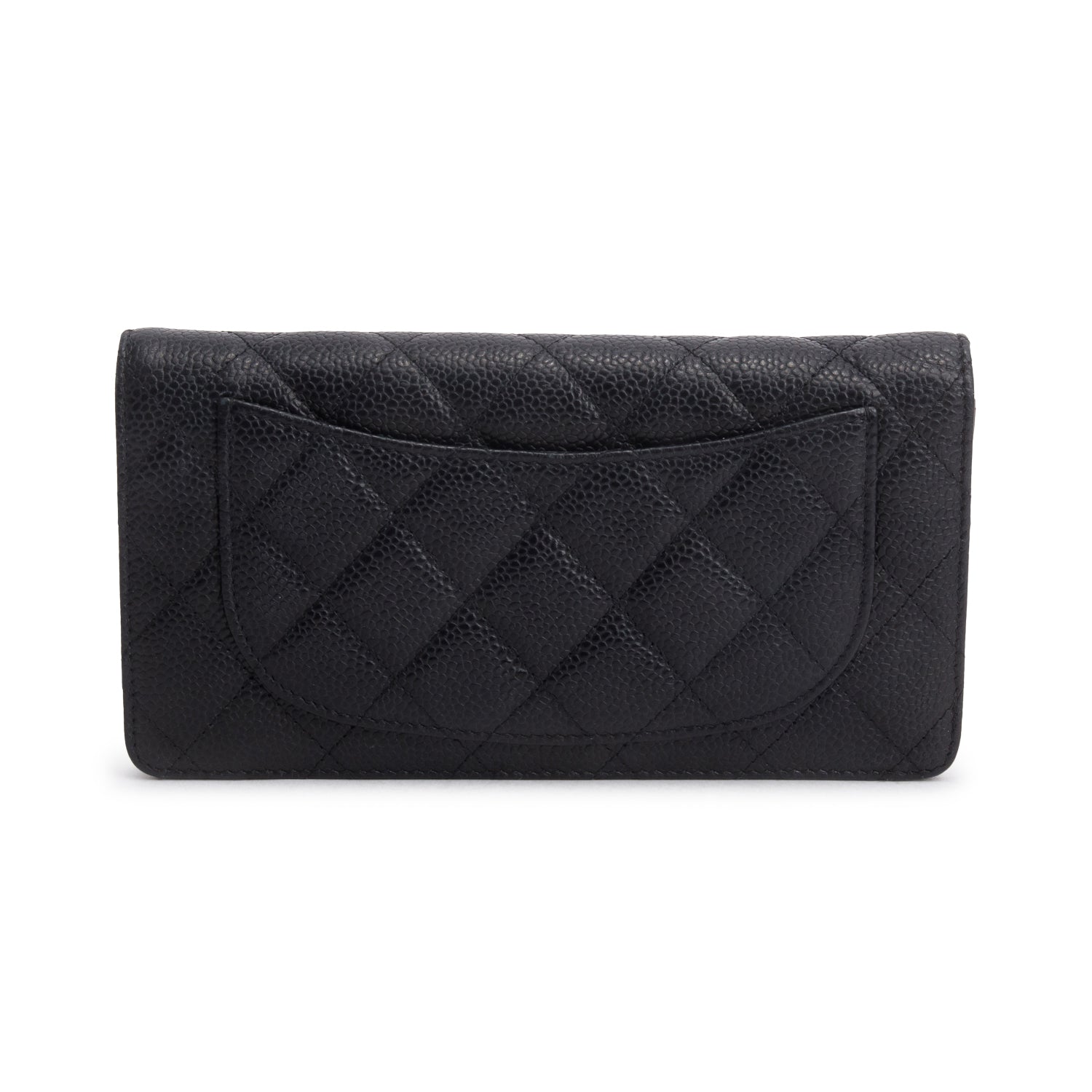 Chanel Black Caviar Quilted Yen Wallet w/ Box & Authenticity Card