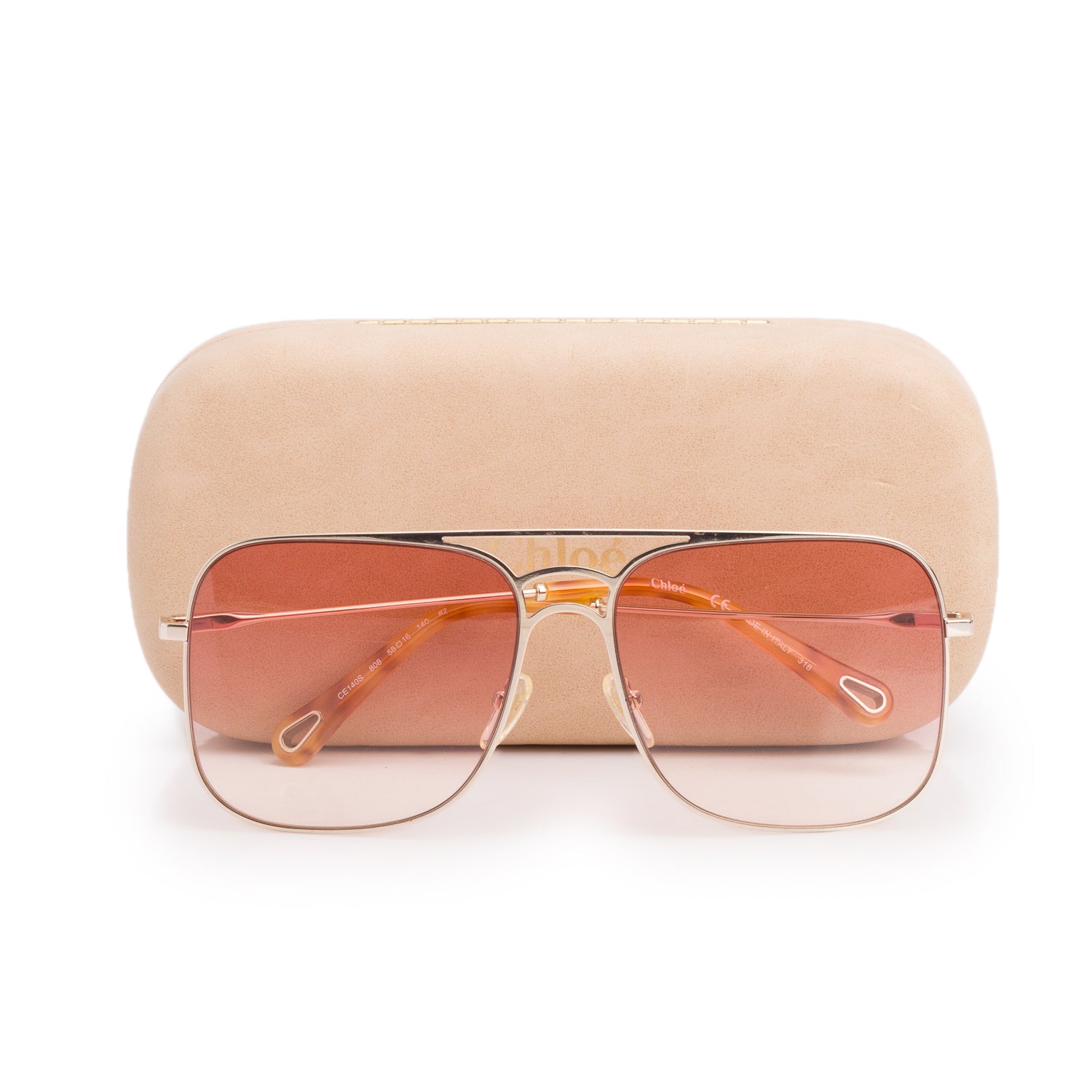 Chloe CE140S Pink Gradient Square Sunglasses w/ Case
