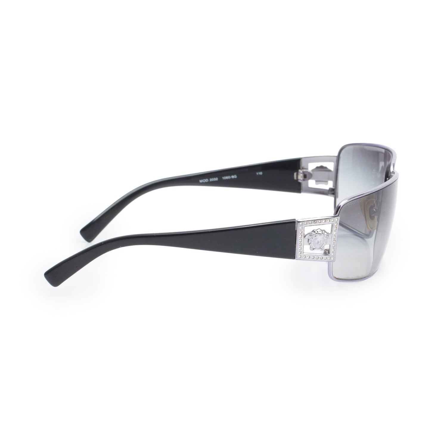 Versace 2032 Black Medusa Insignia Square Shield Sunglasses w/ Case