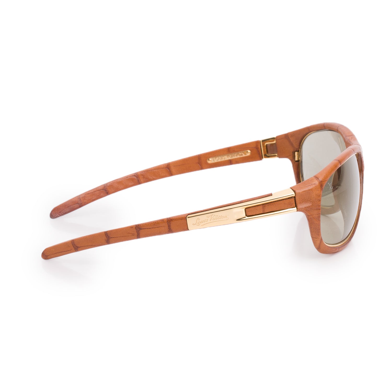 Louis Vuitton Z0238W Brown Wood Oval Intuition Sunglasses w/ Case