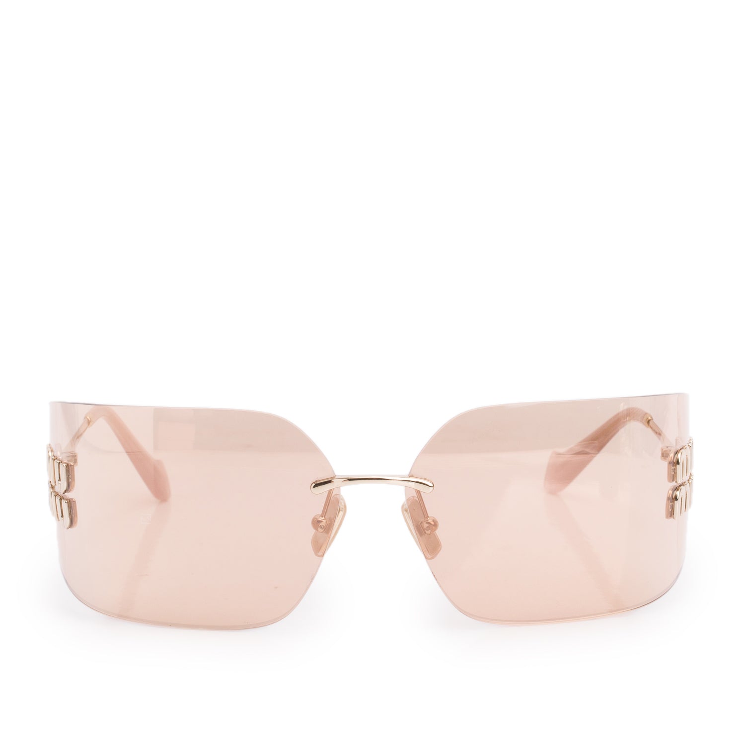 Miu Miu MU 54YS Pink Rimless Shield Sunglasses w/ Box & Case