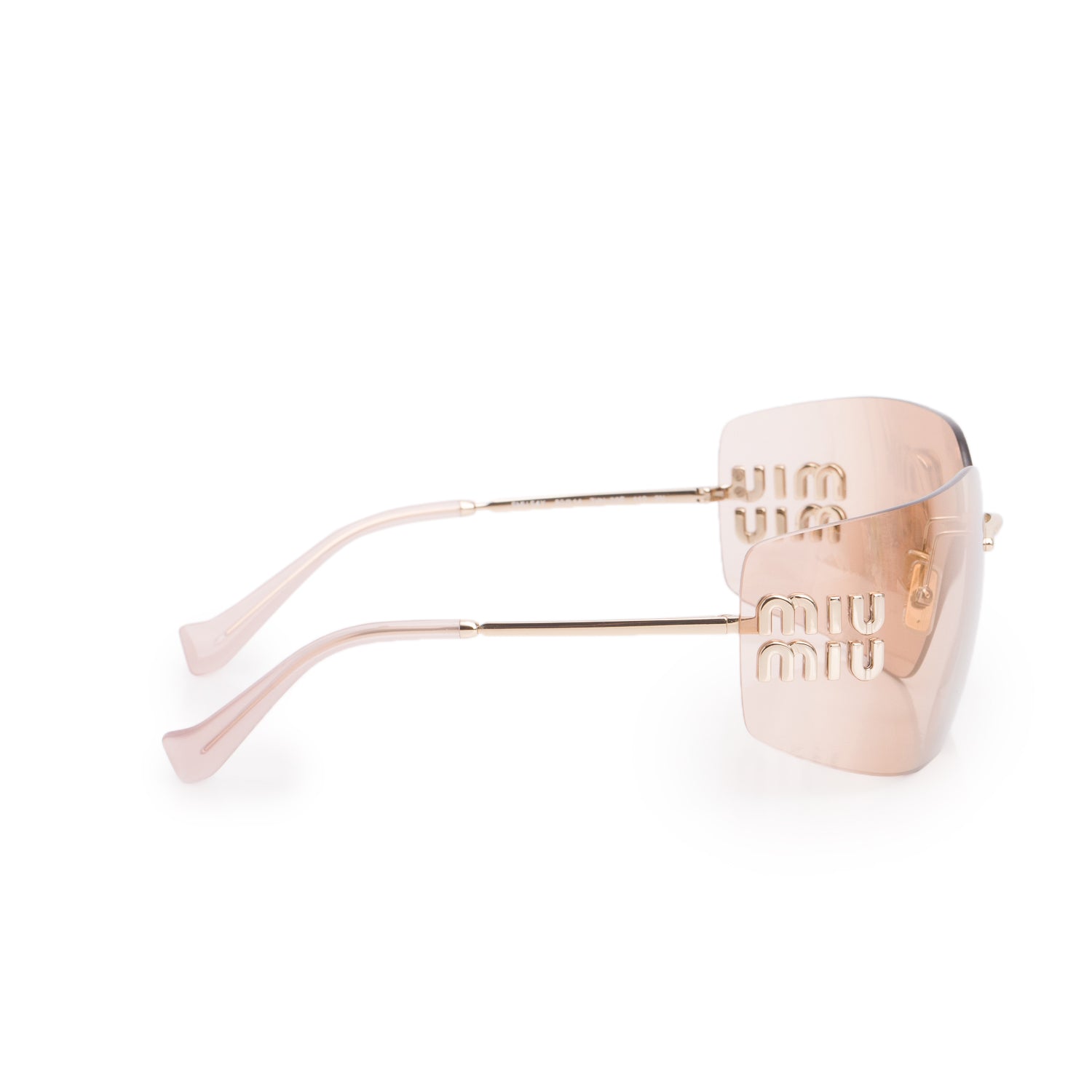 Miu Miu MU 54YS Pink Rimless Shield Sunglasses w/ Box & Case