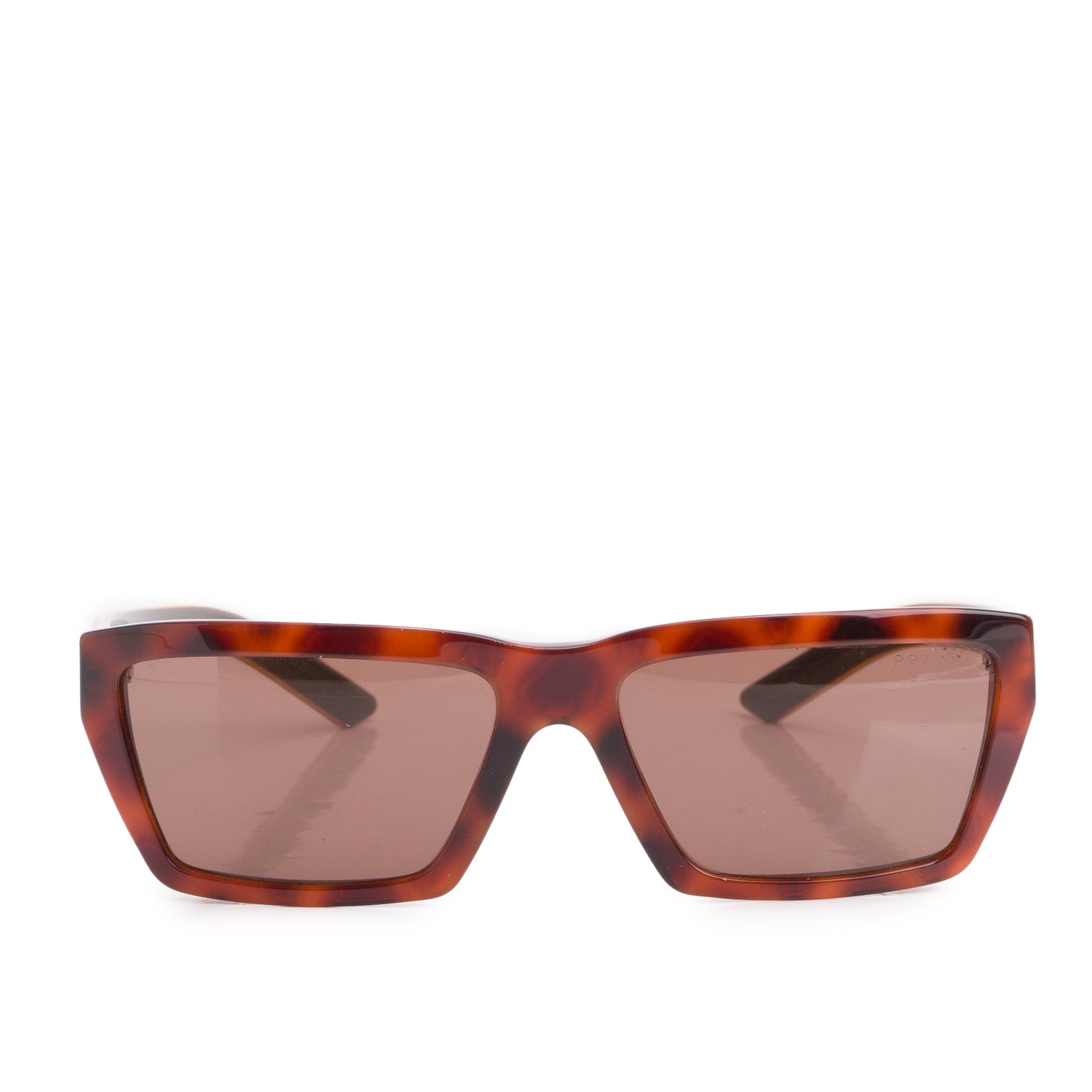 Prada SPR 04V Havana/Black Acetate Rectangle Sunglasses