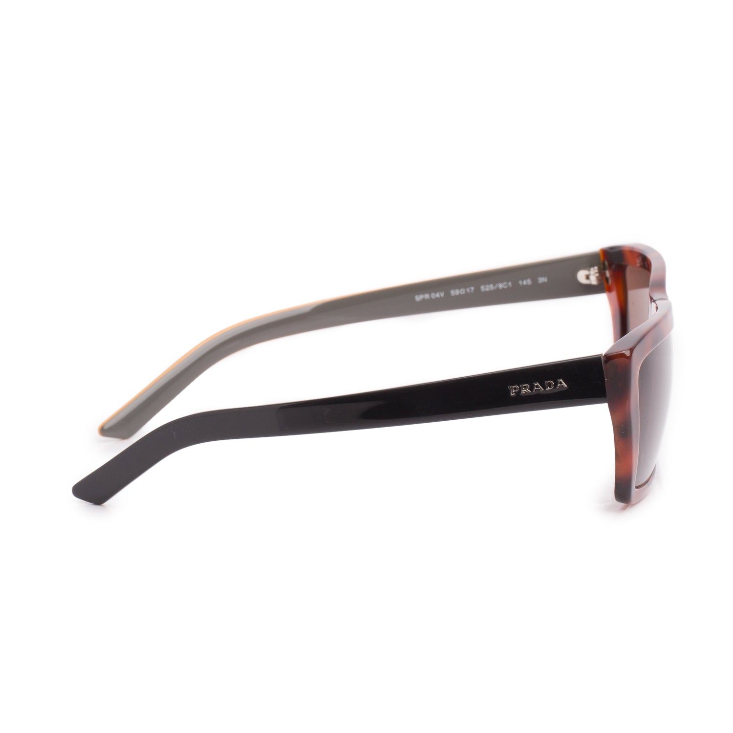 Prada SPR 04V Havana/Black Acetate Rectangle Sunglasses