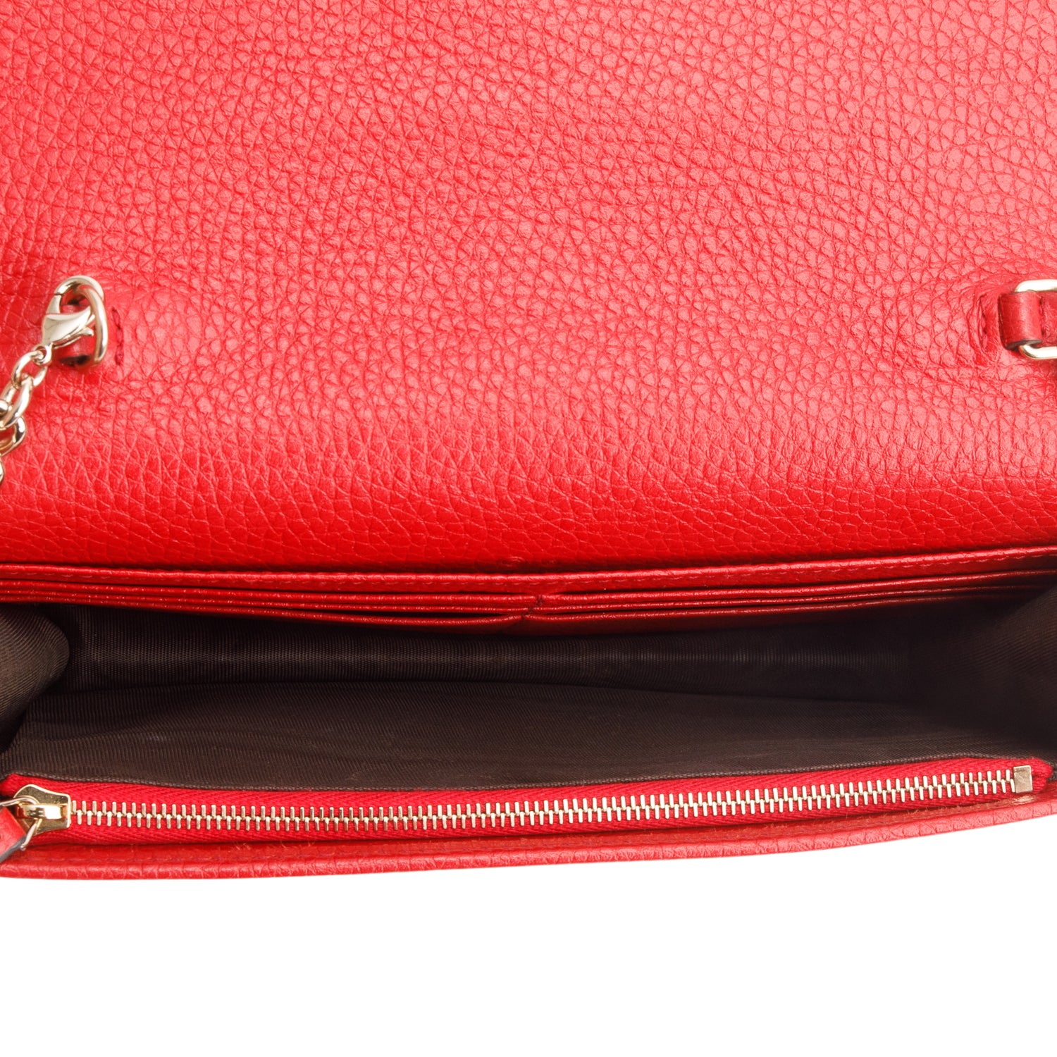 Gucci Red Pebbled Calfskin Soho Wallet on Chain w/ Box