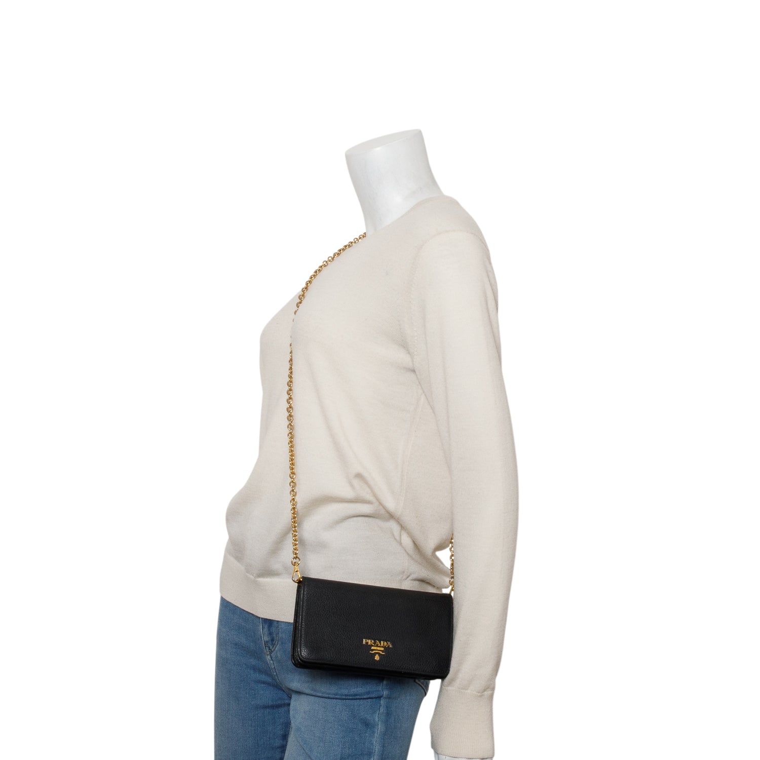 Prada Black Vitello Daino Mini Crossbody Bag