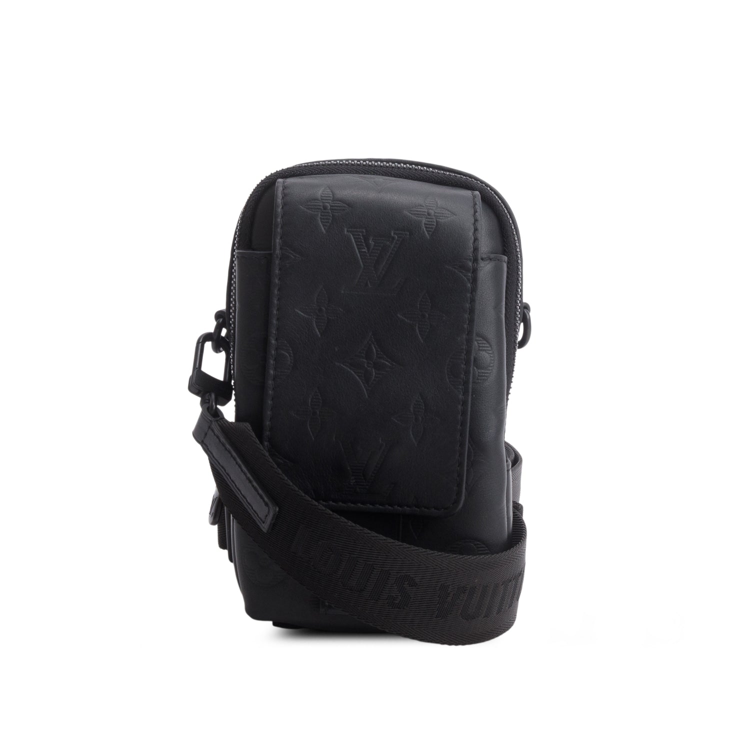 Louis Vuitton Black Calfskin Monogram Shadow Double Phone Pouch NM