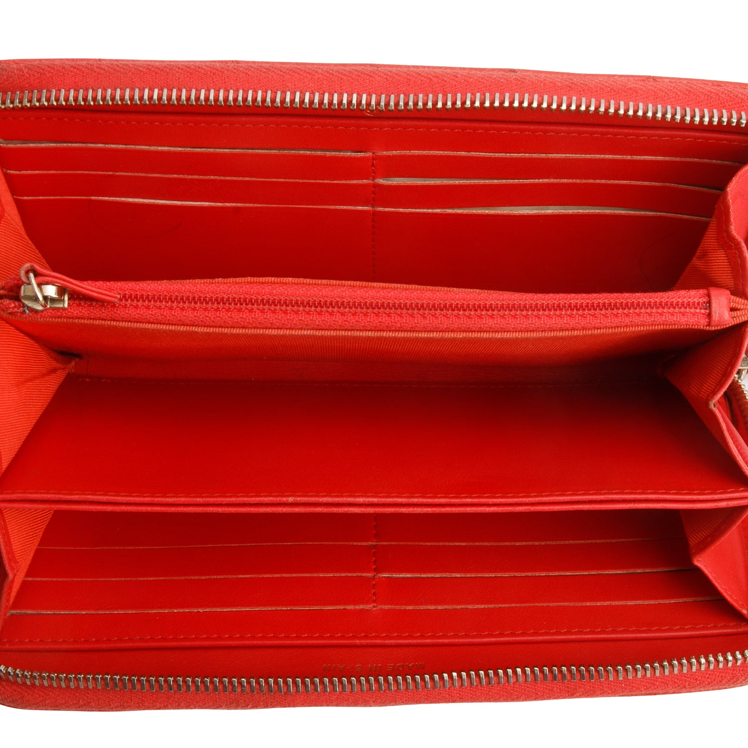 Chanel Red Caviar Quilted Leather Large Gusset Zip Around Wallet