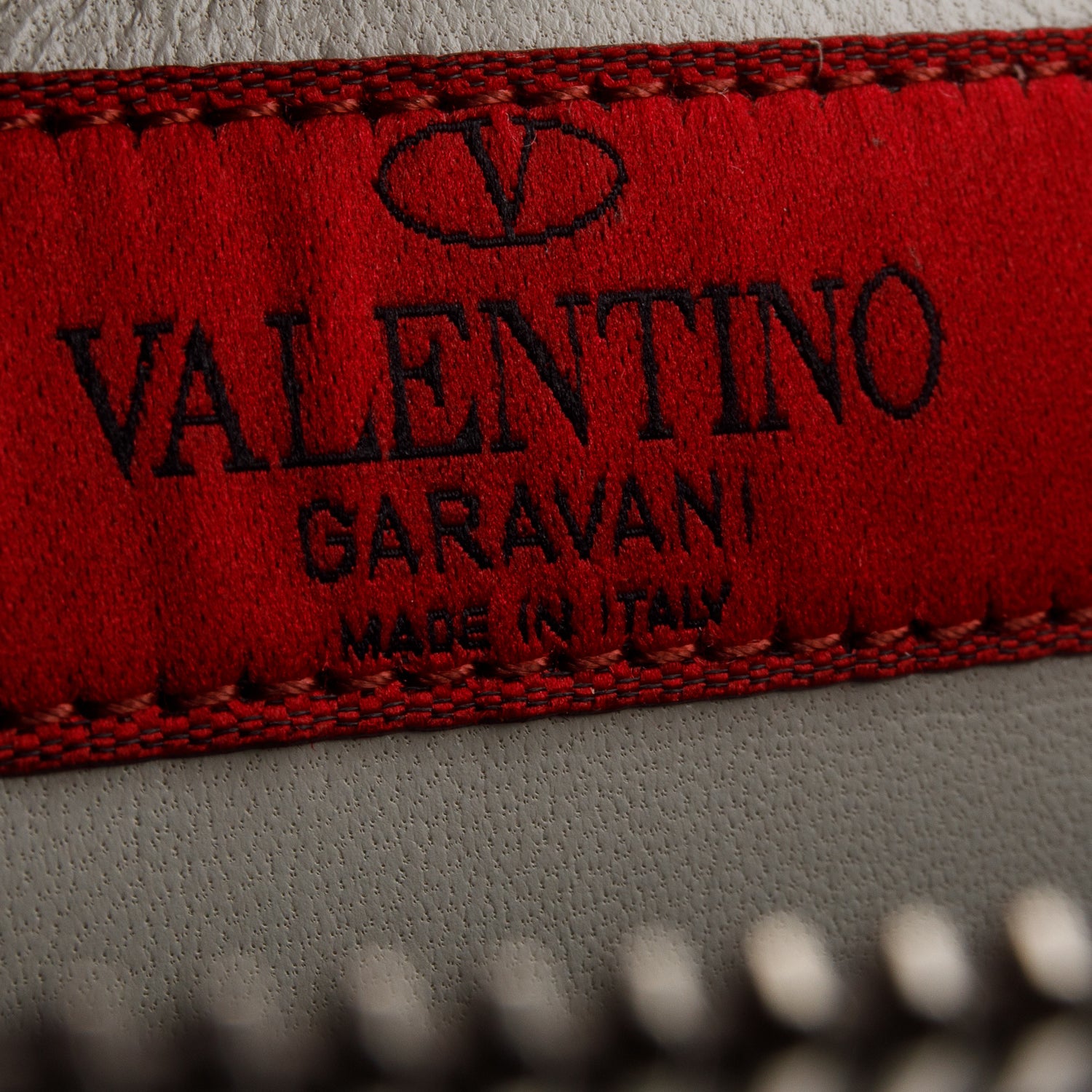 Valentino Grey Glitter Quilted Calfskin Rockstud Clutch