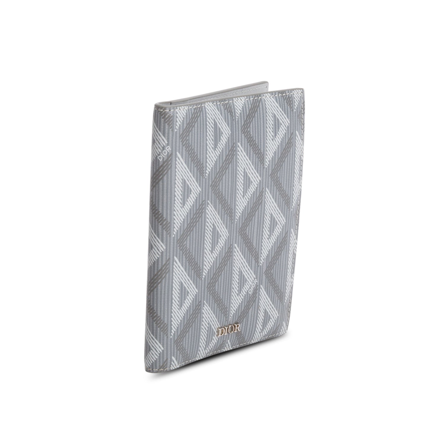 Christian Dior 2022 Grey Calfskin CD Diamond Canvas Passport Holder