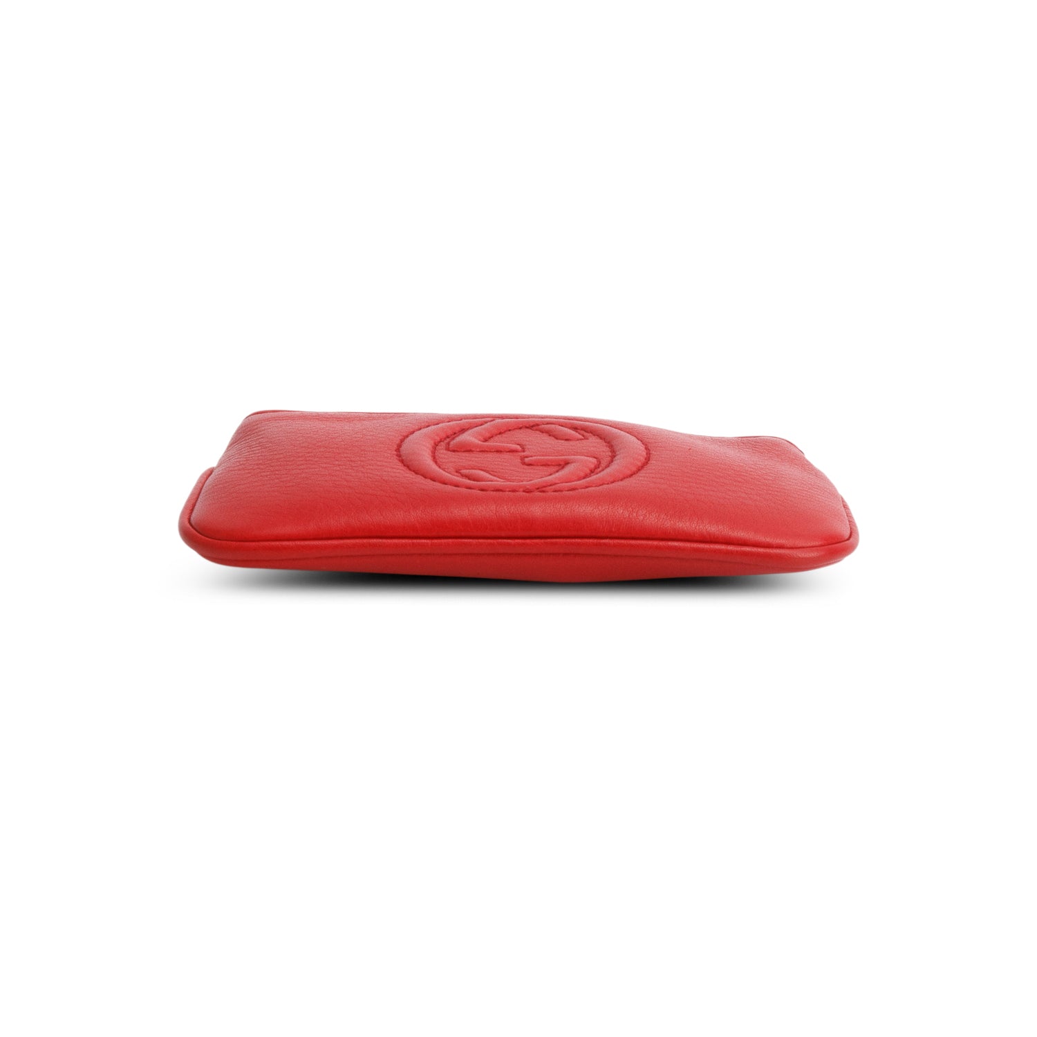 Gucci Red Pebbled Calfskin Soho Coin Pouch