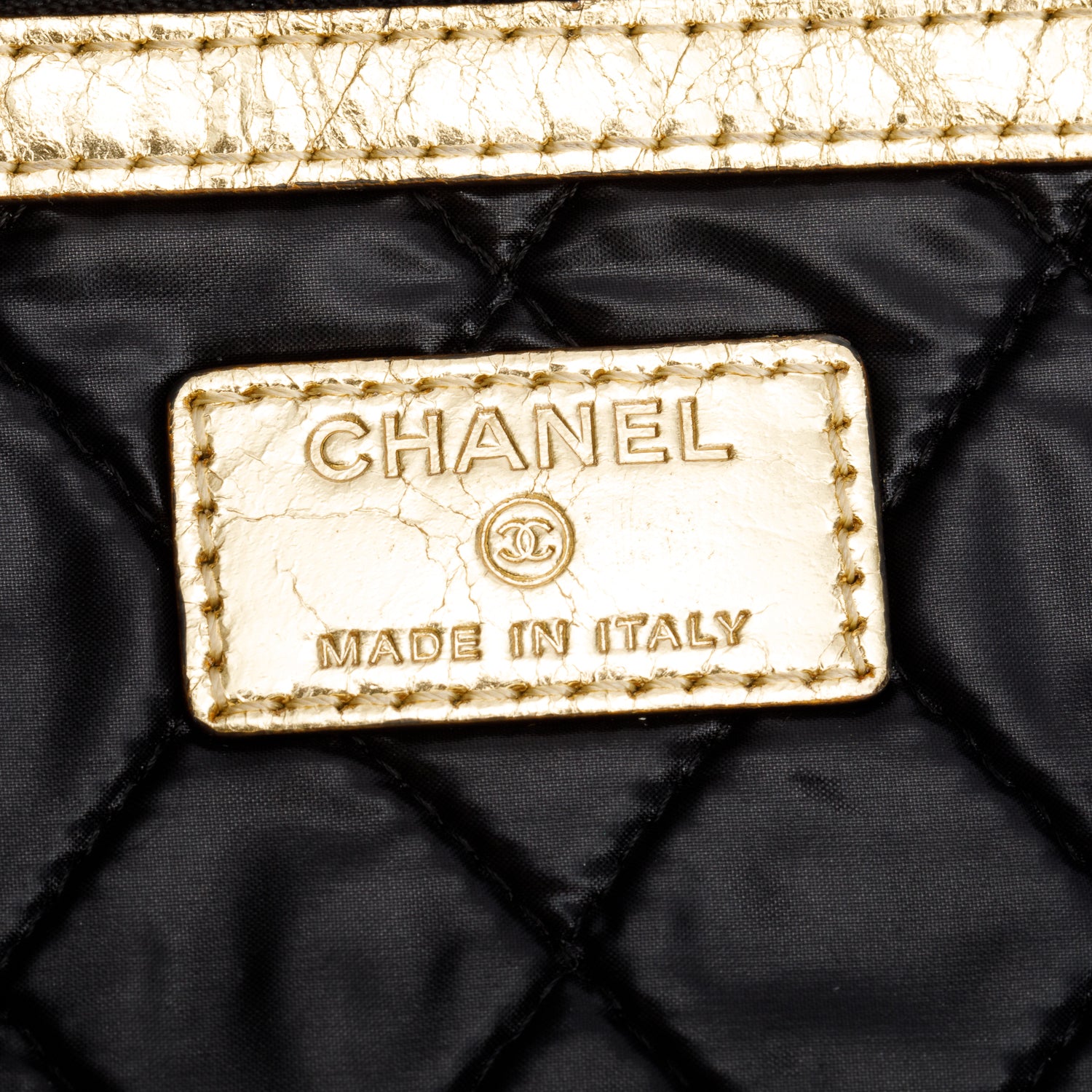Chanel Gold Crinkled Calfskin 'Feministe mais Feminine' Clutch w/ Box
