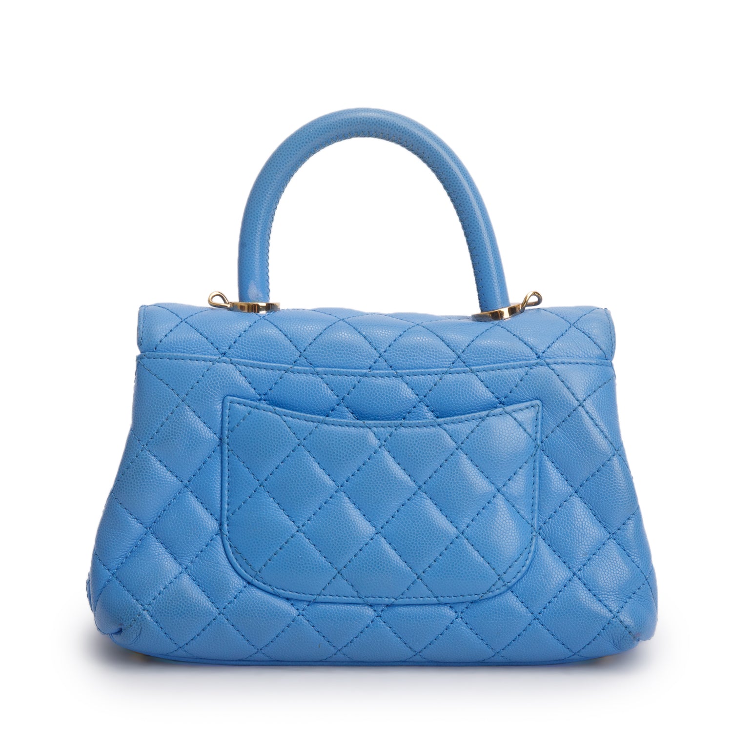 Chanel Blue Caviar Quilted Mini Coco Top Handle Flap Bag