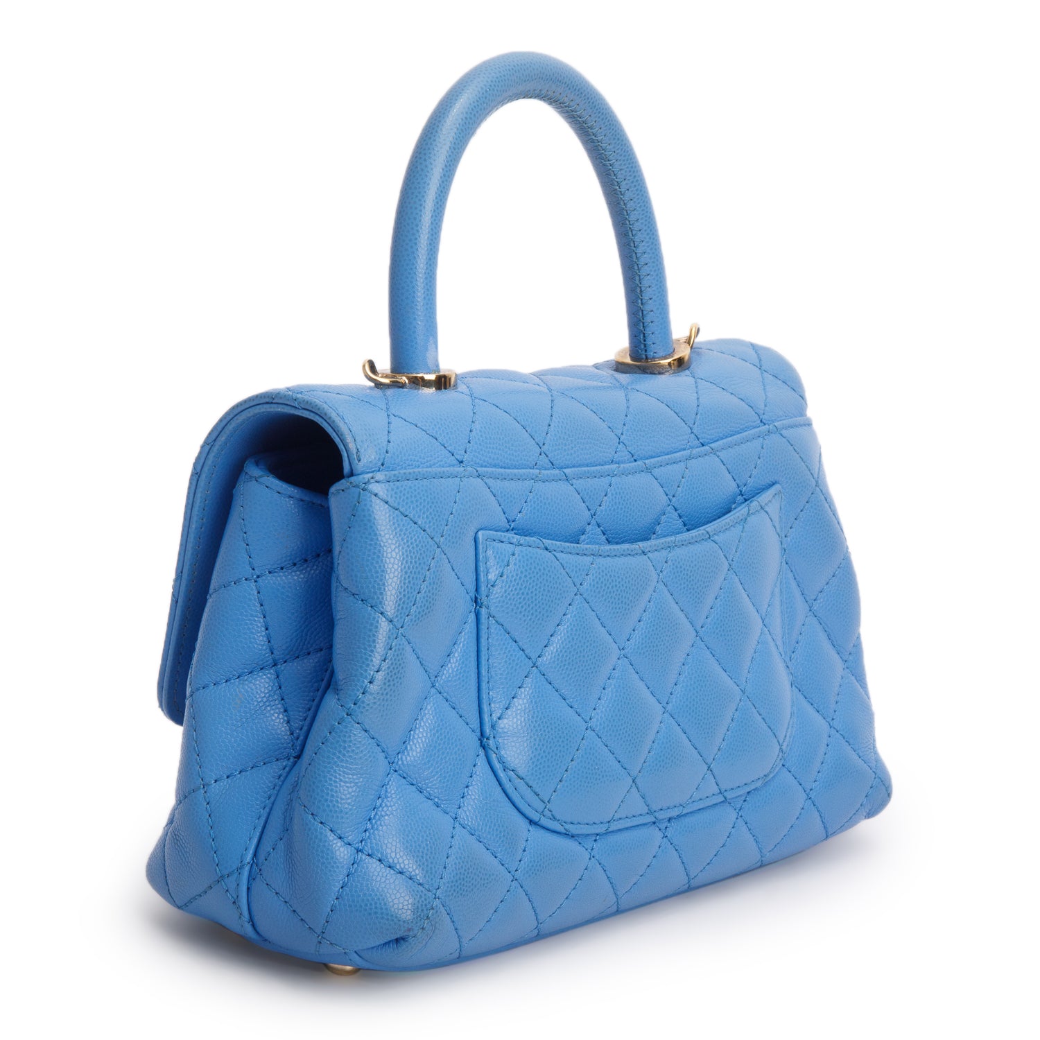 Chanel Blue Caviar Quilted Mini Coco Top Handle Flap Bag