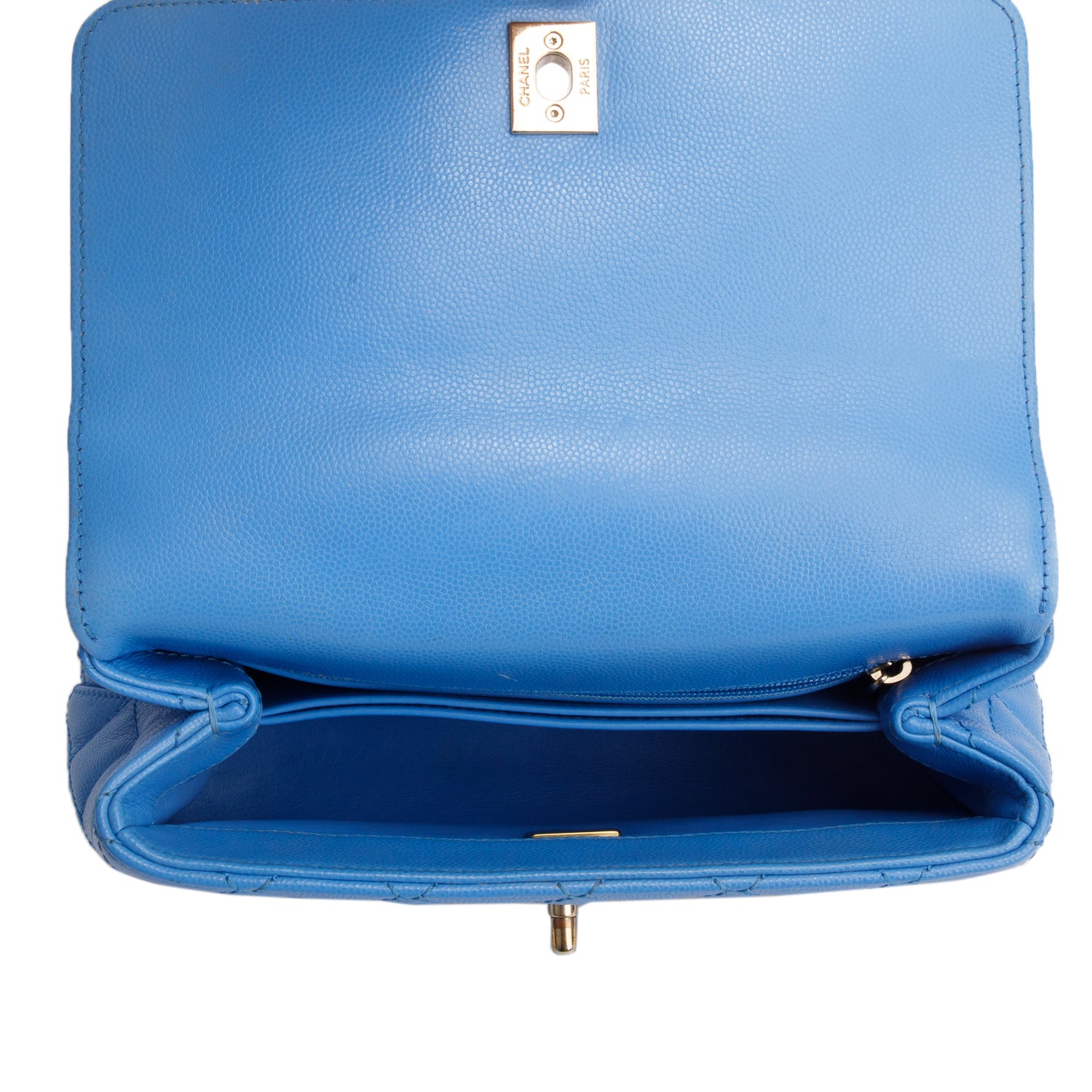 Chanel Blue Caviar Quilted Mini Coco Top Handle Flap Bag