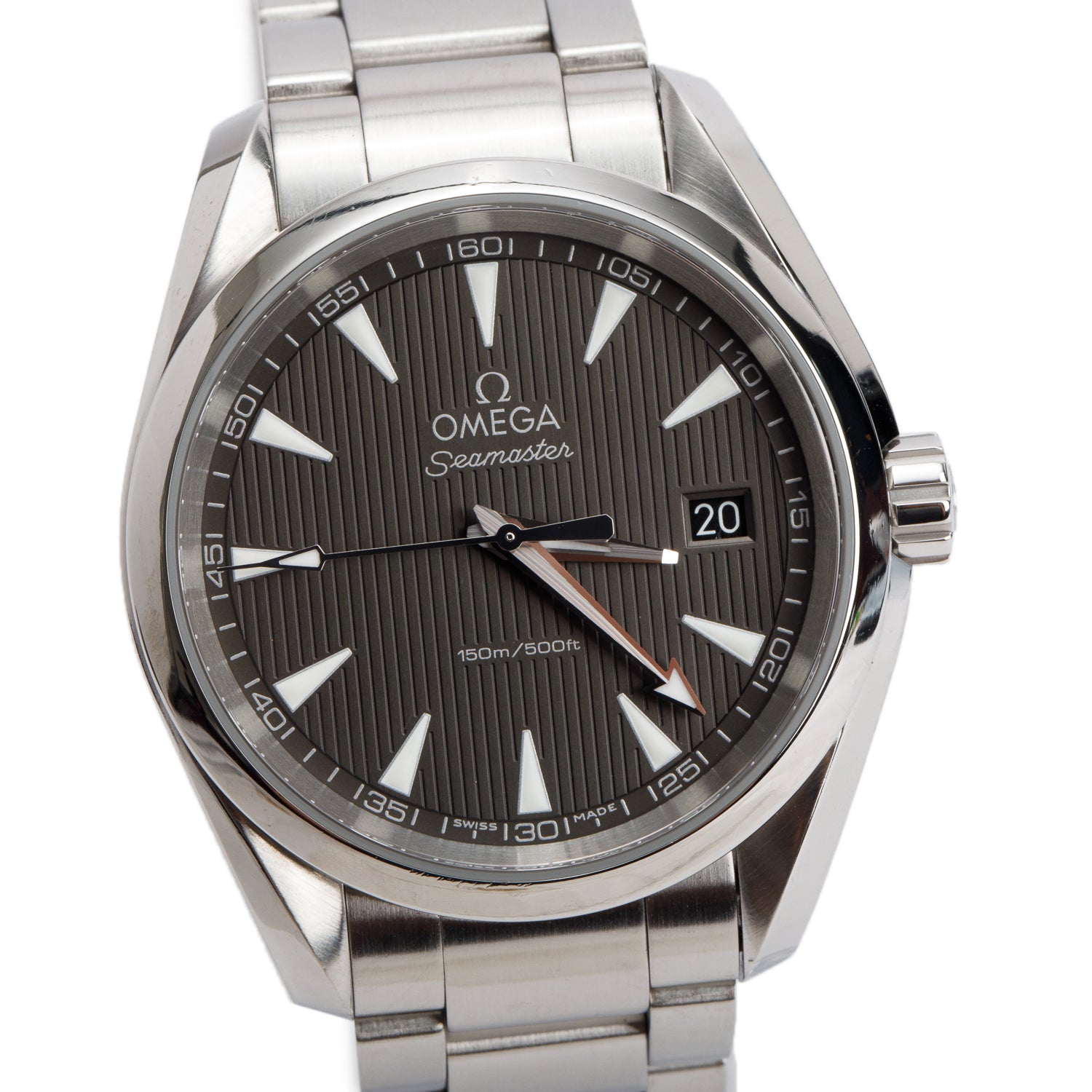 Omega Stainless Steel Seamaster Aqua Terra 150M 38.5 MM Quartz Watch Grey Dial w/ Box & Papers