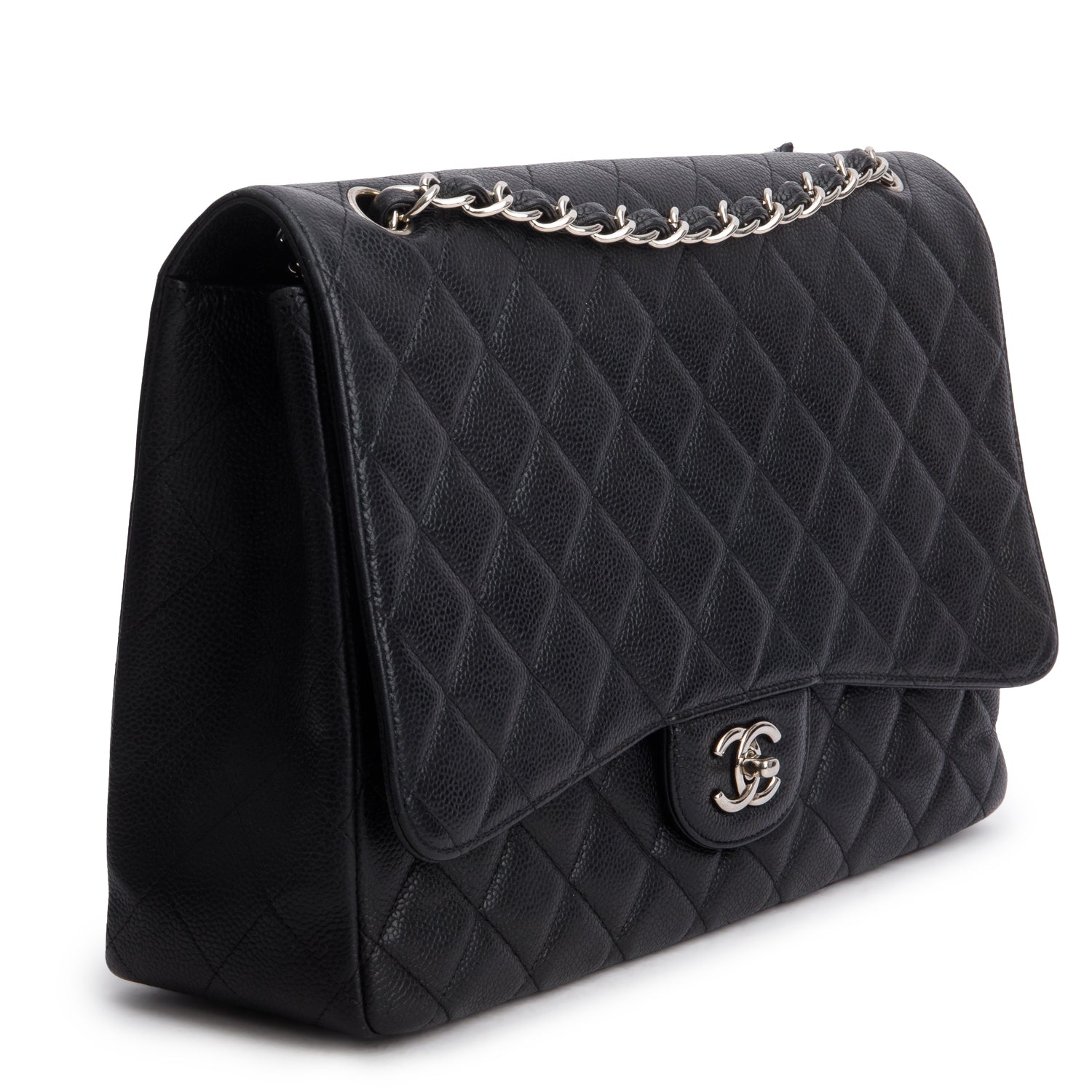Chanel Black Caviar Quilted Maxi Single Flap