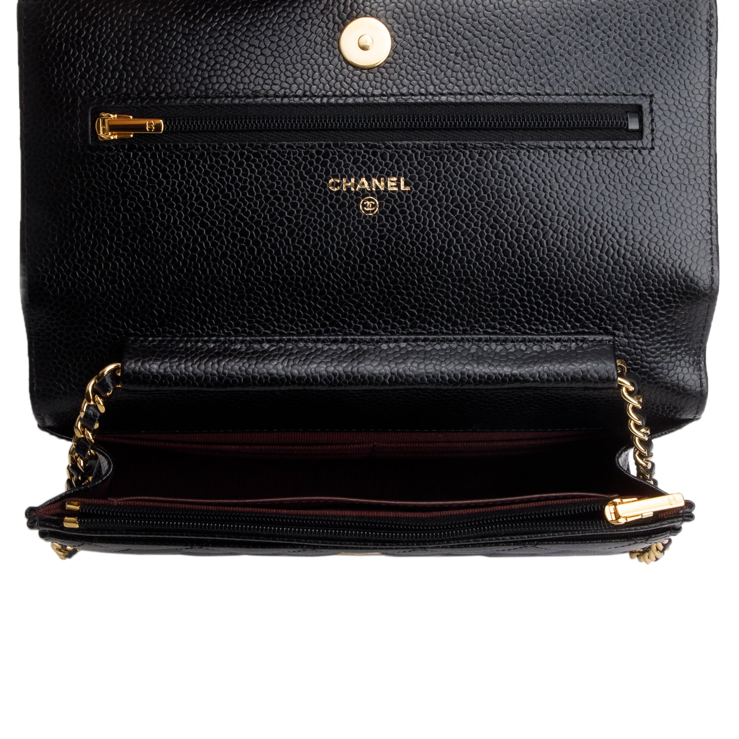Chanel 2023 Black Caviar Quilted Classic Wallet on Chain w/ Box & Receipt