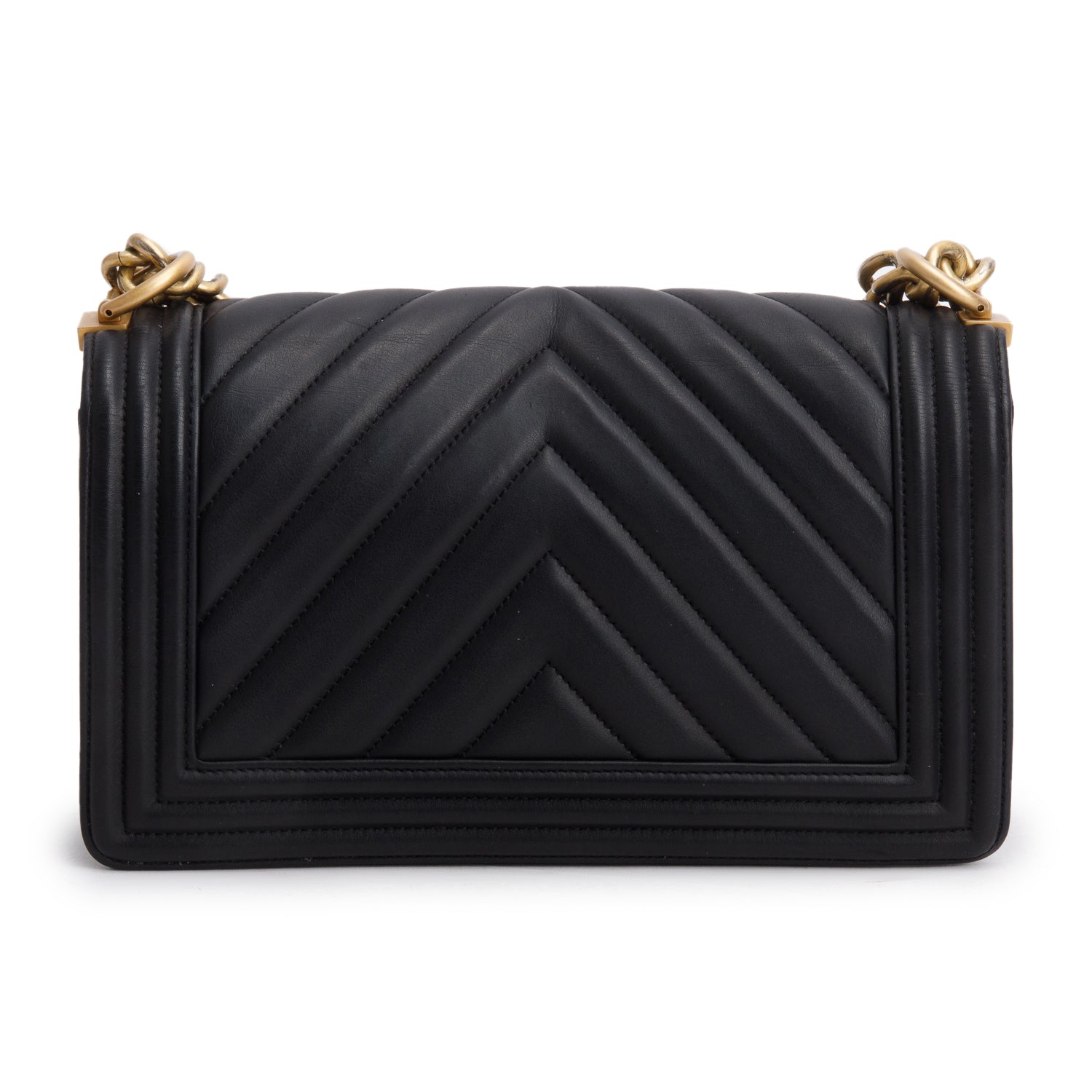 Chanel Black Chevron Quilted Lambskin Leather Medium Boy Bag