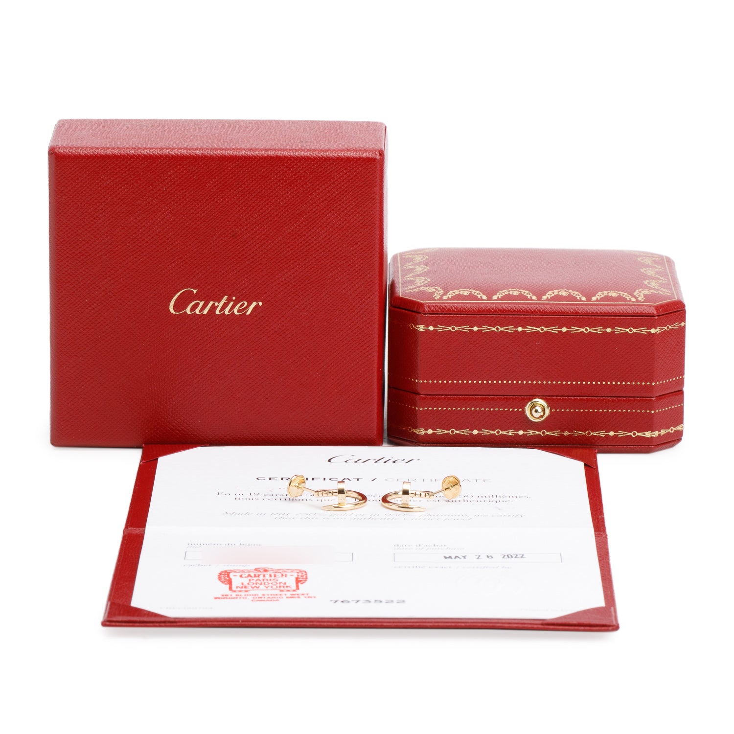 Cartier 2022 18k Yellow Gold Juste un Clou Hoop Earrings, Small Model w/ Box, Receipt & Certificate