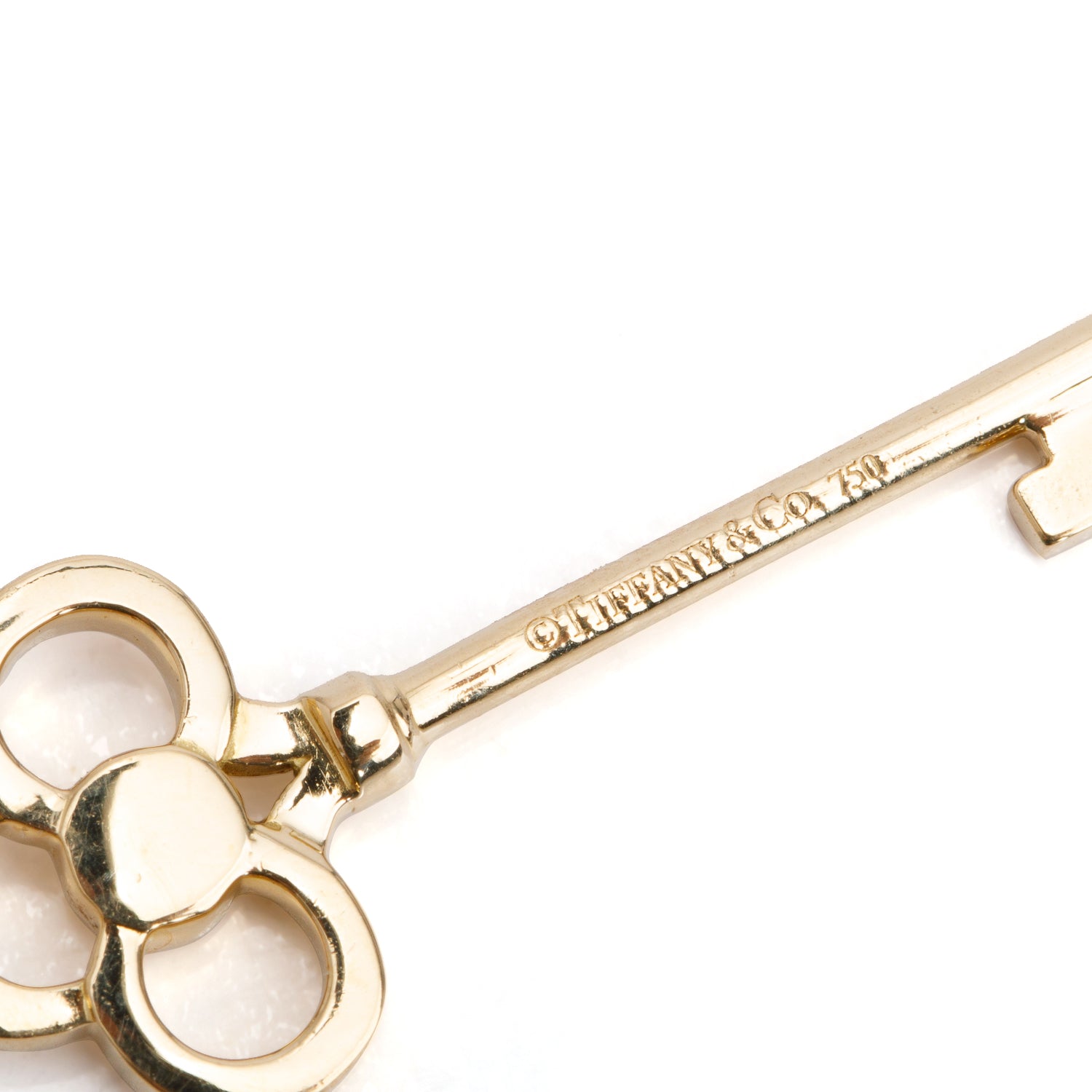 Tiffany & Co. 18k Yellow Gold Diamond Crown Key Pendant w/ Box
