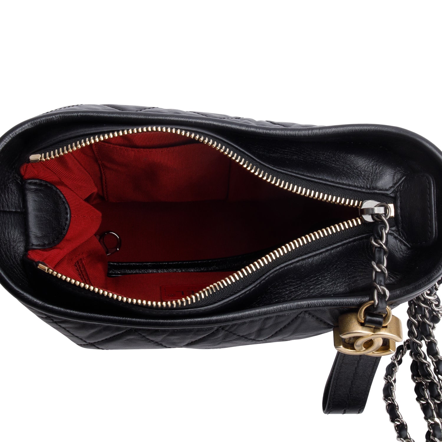 Chanel Black Aged Calfskin Leather Small Gabrielle Hobo w/ Authenticity Card