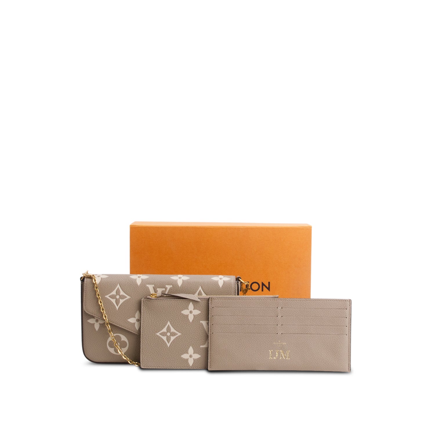 Louis Vuitton 2023 Tourterelle Monogram Empreinte Leather Felicie Pochette w/ Box, Inserts & Receipt