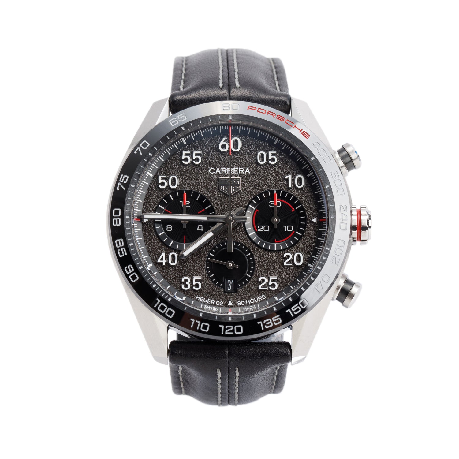 Tag Heuer Stainless Steel & Ceramic Carrera Porsche 44 MM Automatic Chronograph Watch Black Dial CBN2A1F w/ Box & Papers