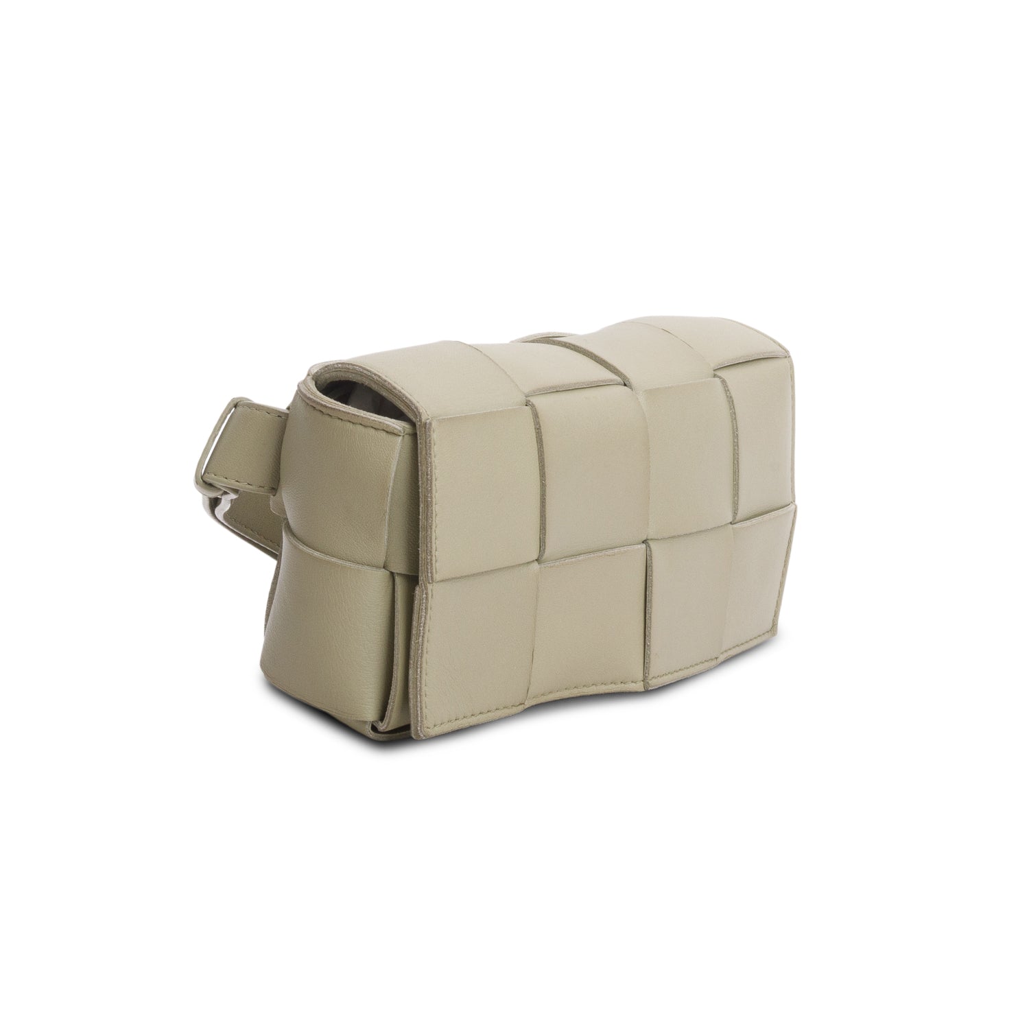 Bottega Veneta Green Paper Calfskin Intrecciato Cassette Belt Bag