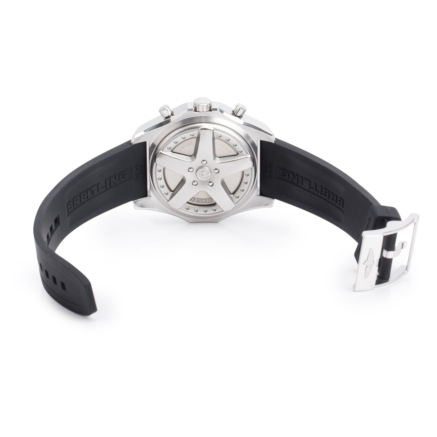 Breitling Stainless Steel Bentley 6.75 49 MM Automatic Chronograph Watch Black Dial A44362