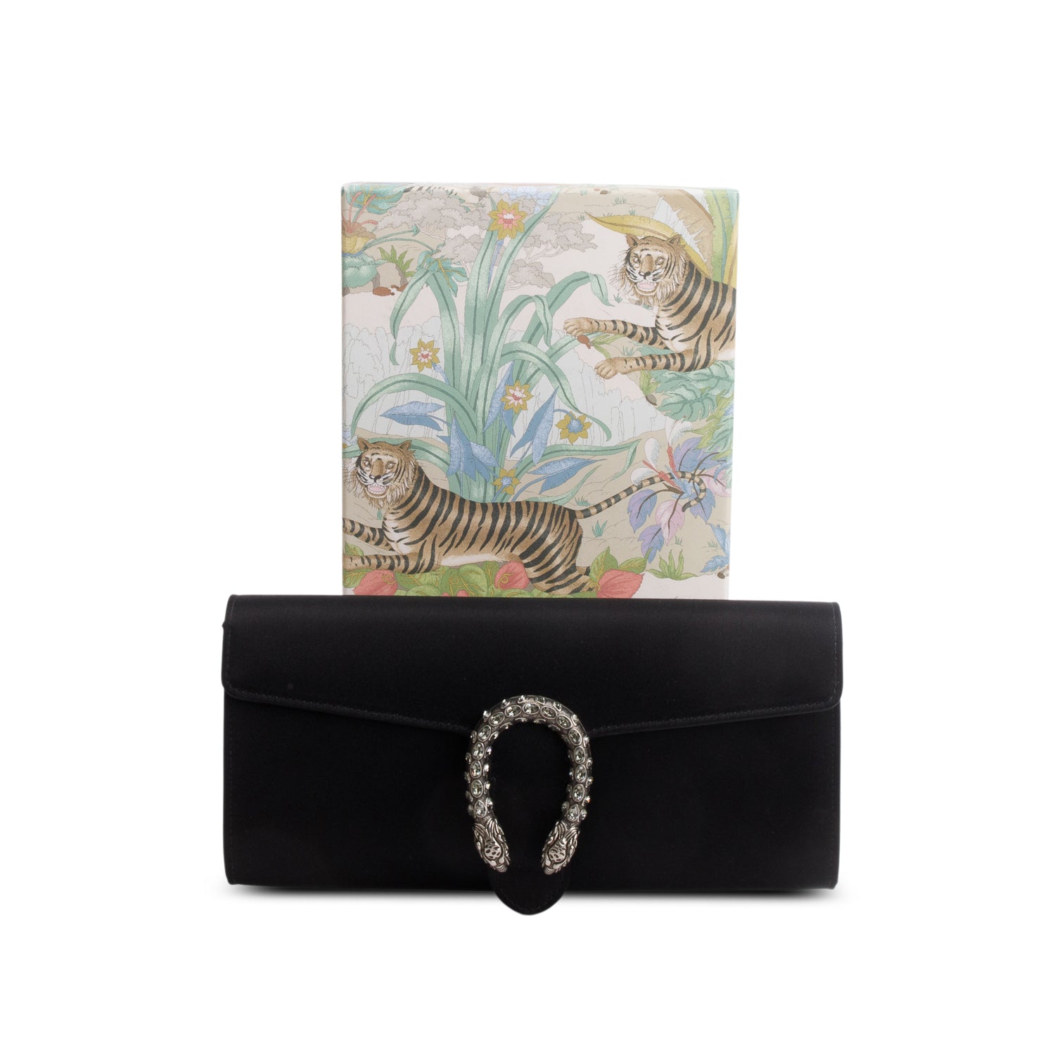 Gucci Black Satin Dionysus Clutch w/ Box
