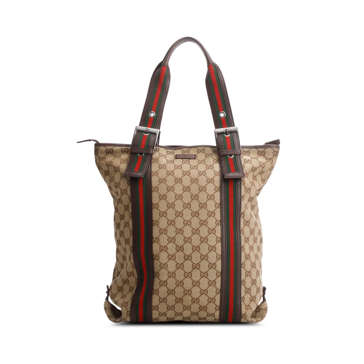 Gucci GG Monogram Medium Buckle Web Handle Vertical Tote