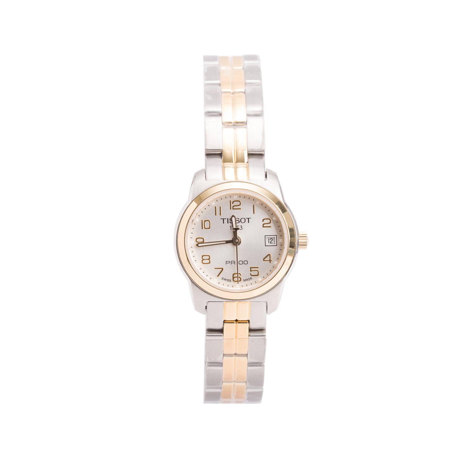 Tissot Stainless Steel & Gold Plated PR 100 Lady Small 25 MM Quartz Watch w/ Box & Papers