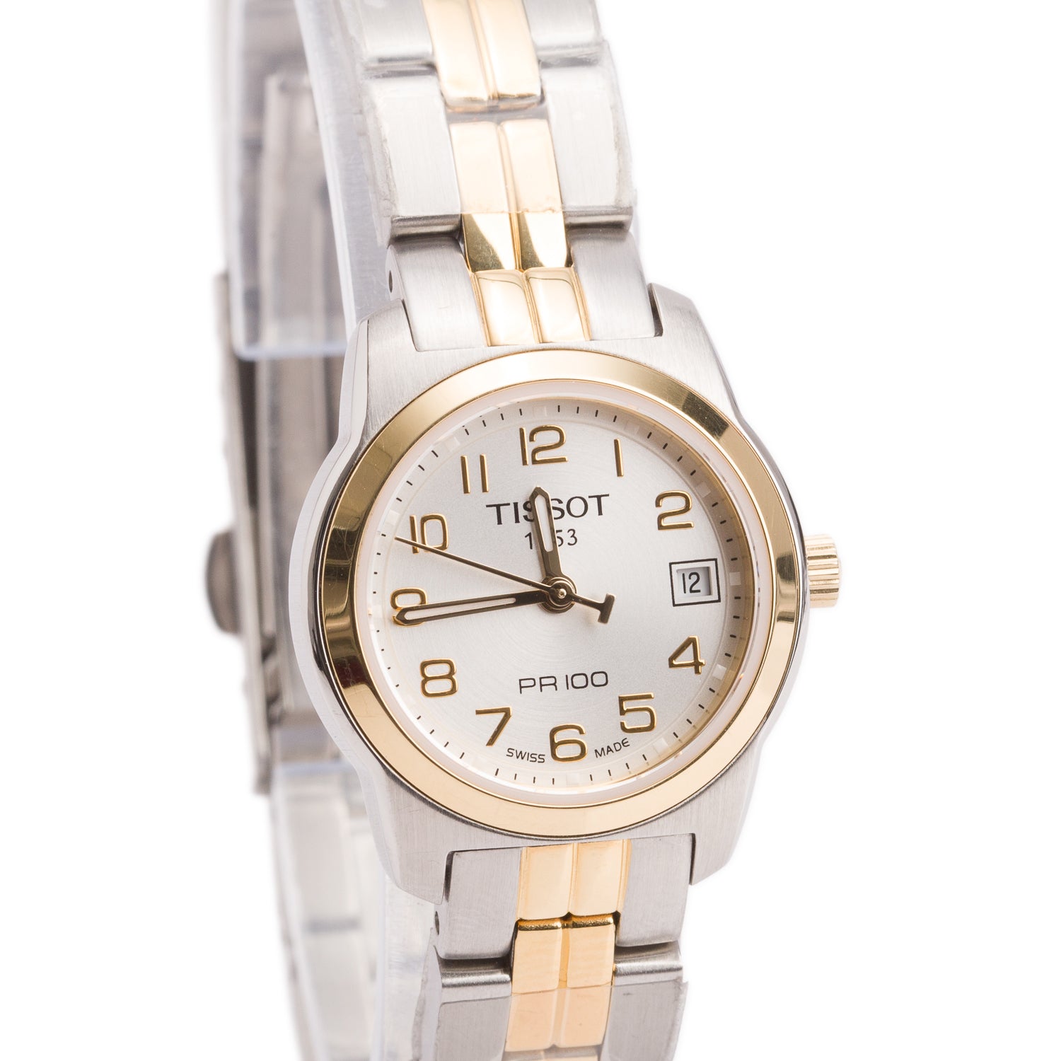 Tissot Stainless Steel & Gold Plated PR 100 Lady Small 25 MM Quartz Watch w/ Box & Papers