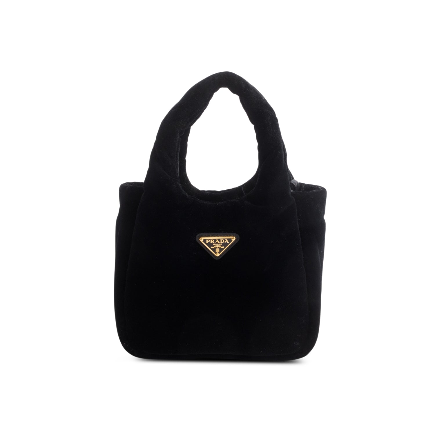 Prada Black Velvet Mini Padded Handbag w/ Chain