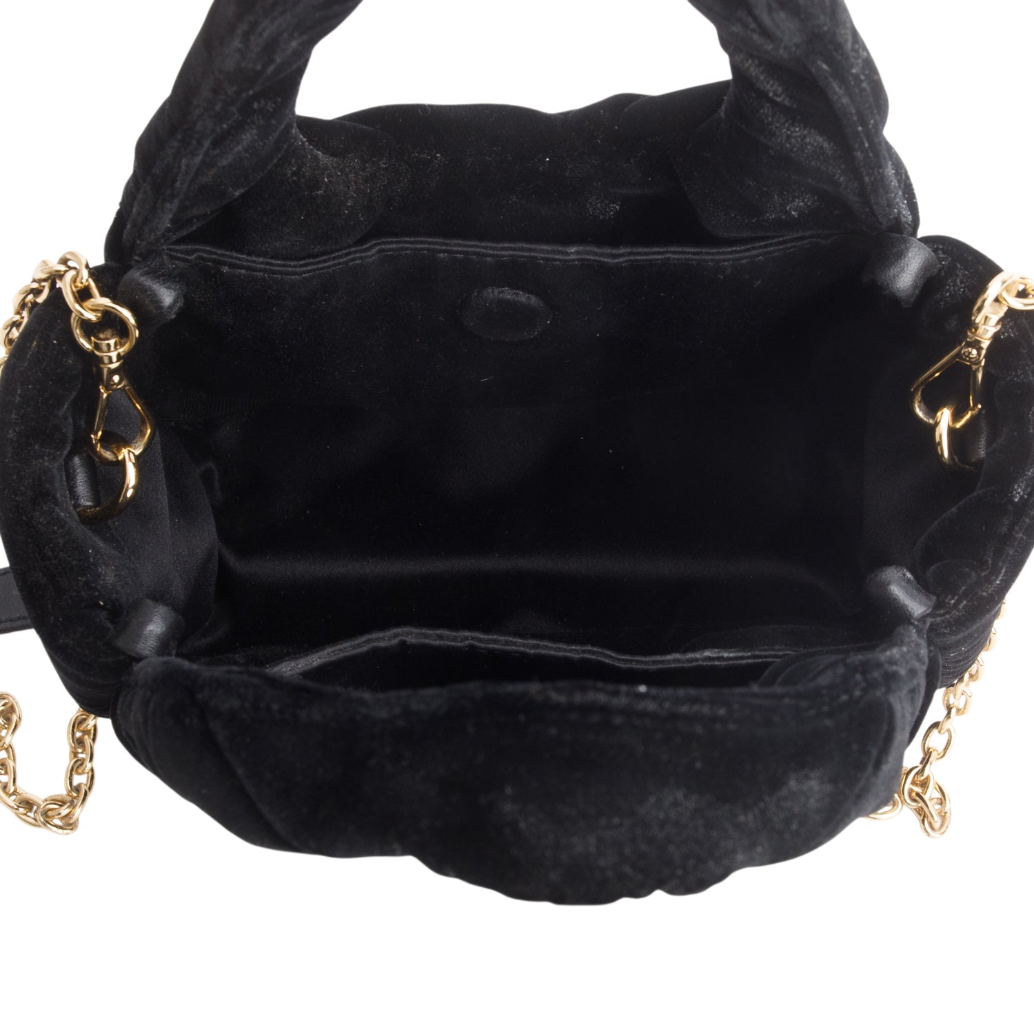 Prada Black Velvet Mini Padded Handbag w/ Chain