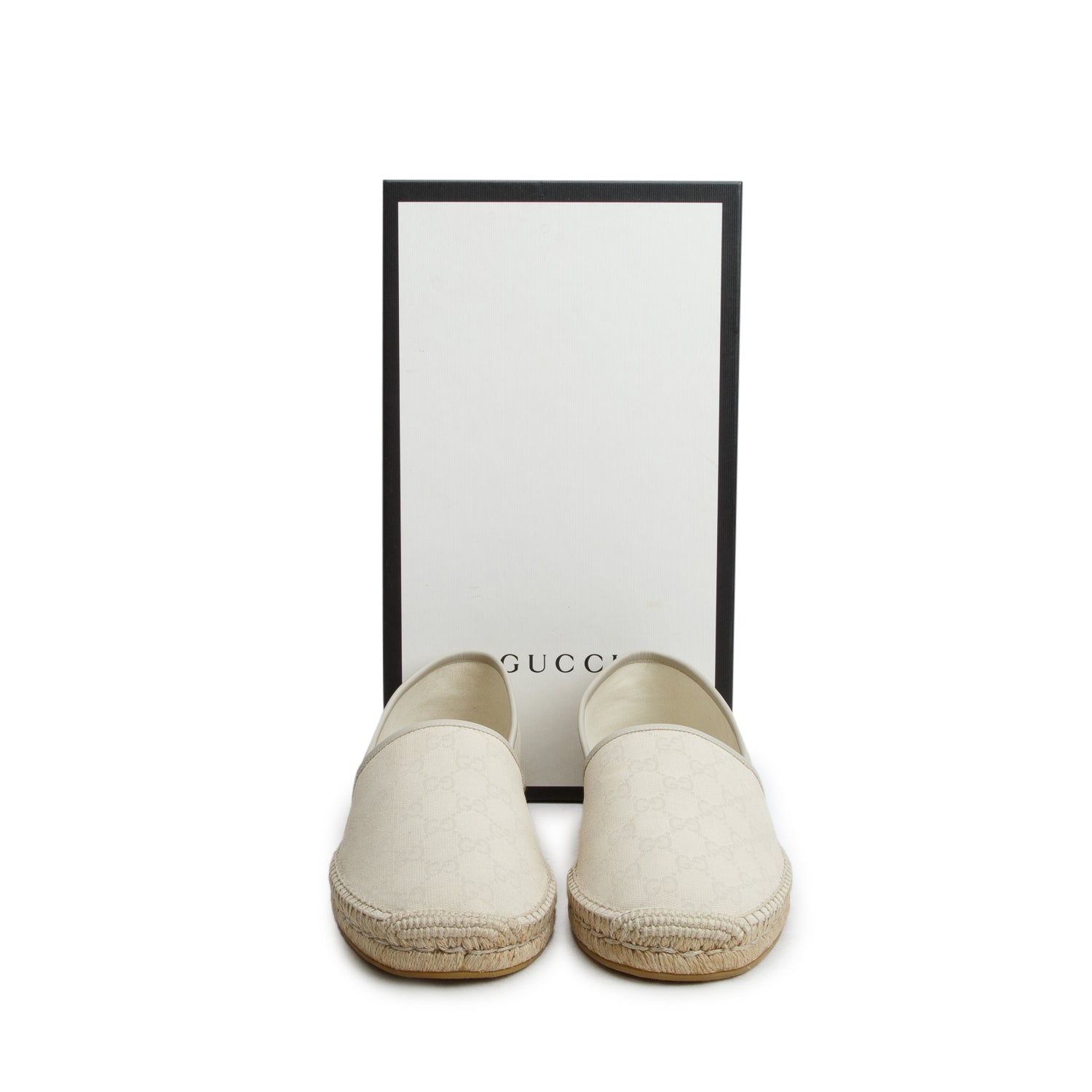 Gucci Cream Monogram Espadrilles, Men's Size 46 w/ Box