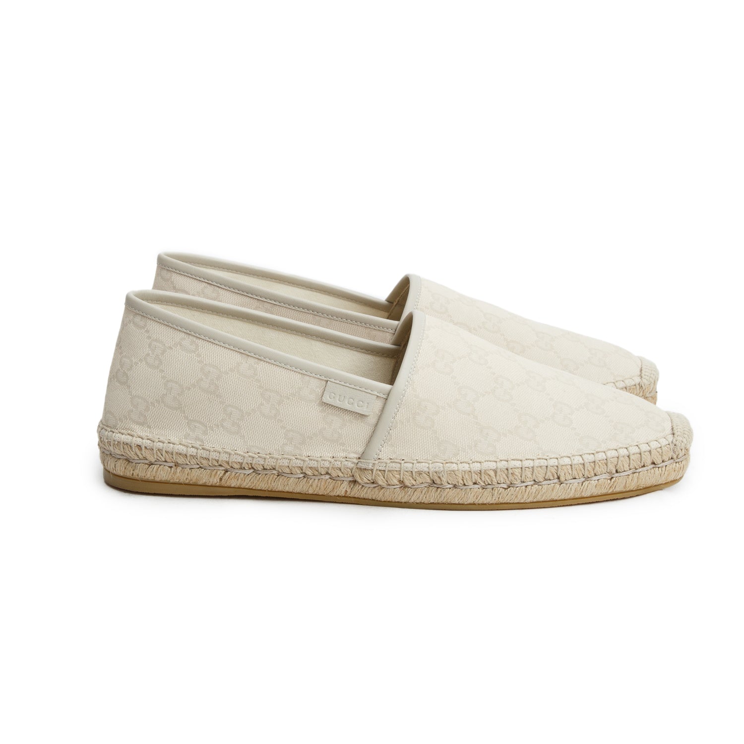 Gucci Cream Monogram Espadrilles, Men's Size 46 w/ Box