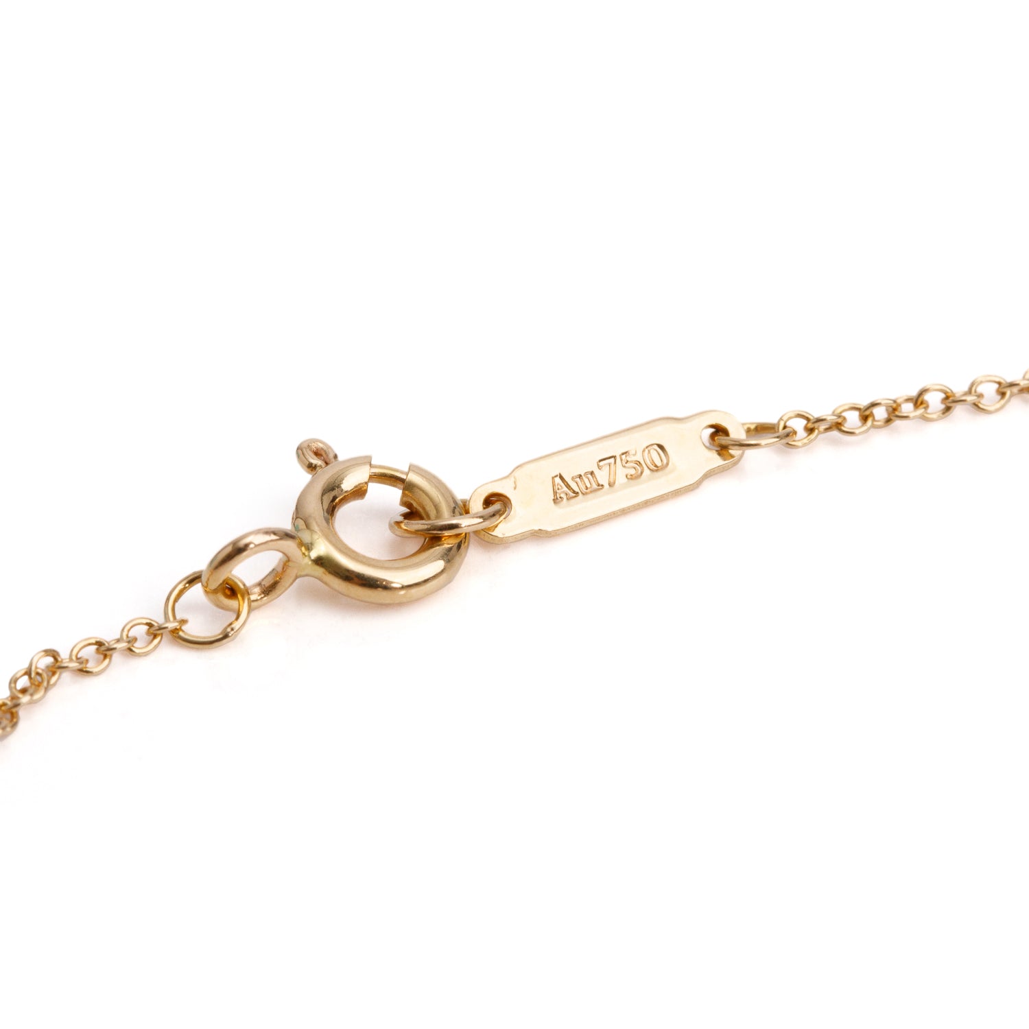 Tiffany & Co. 18k Yellow Gold Diamond Signature Pearl Pendant Necklace w/ Box