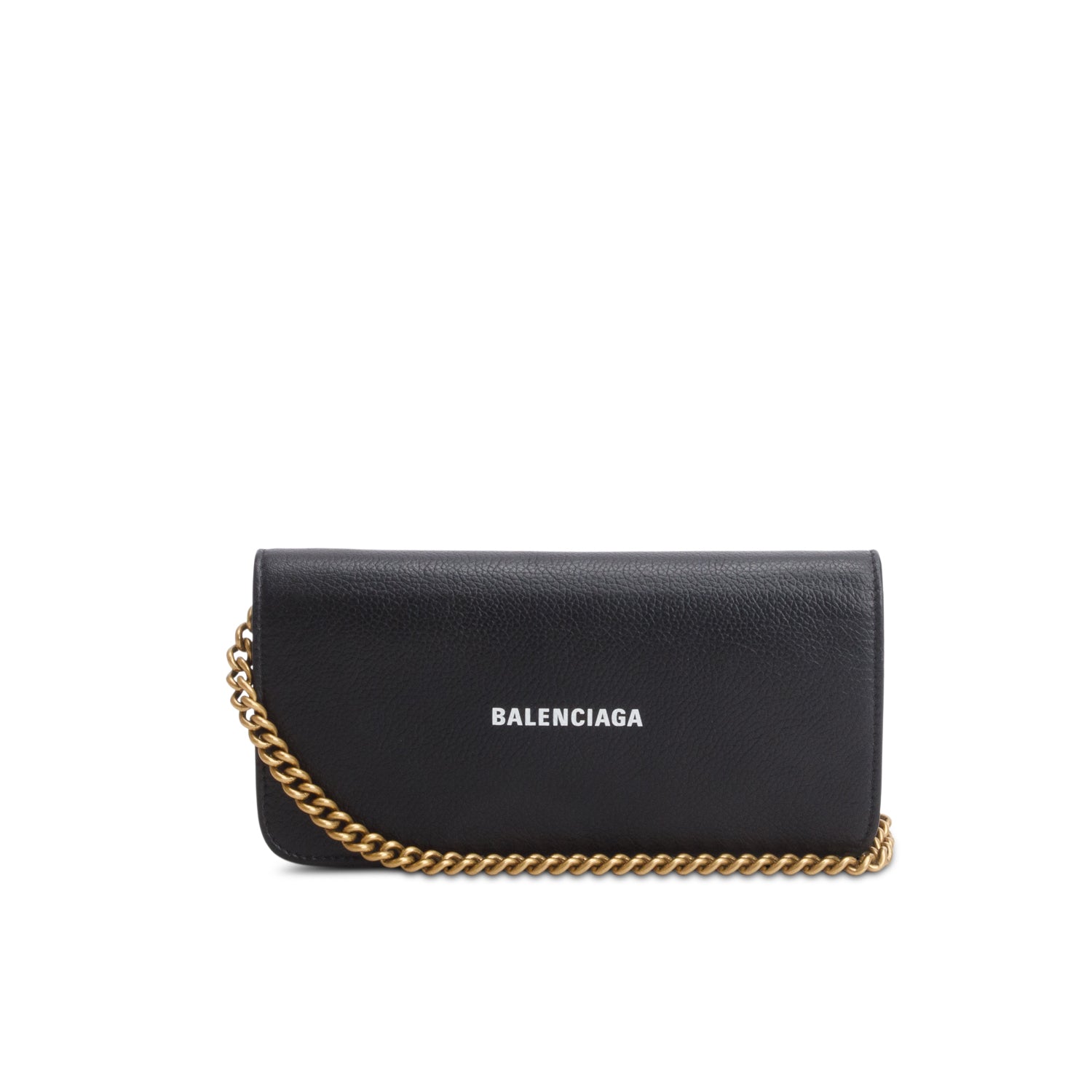Balenciaga Black Leather Phone Holder Wallet on Chain