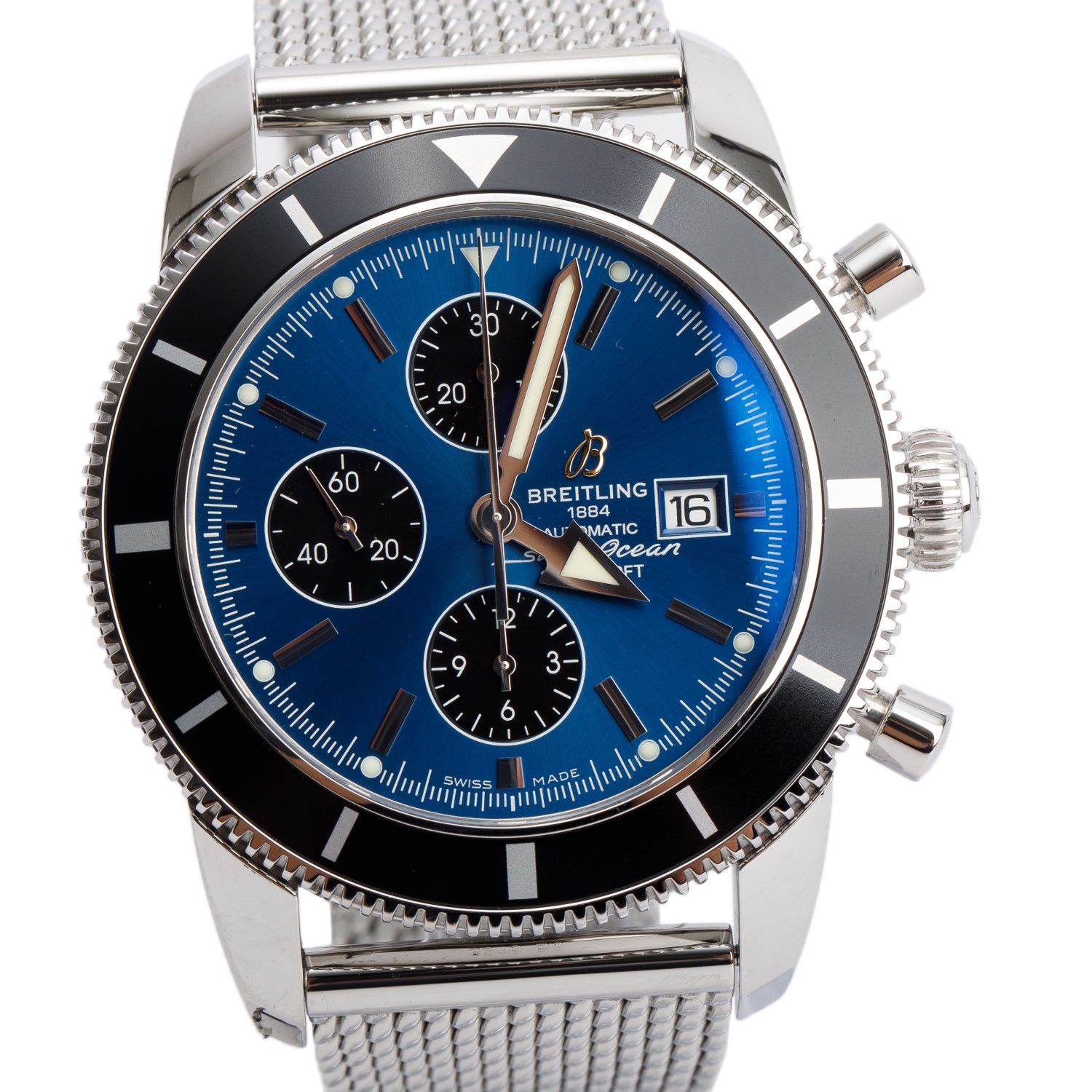 Breitling Stainless Steel Superocean Heritage 46 MM Automatic Chronograph Watch Blue Dial A13320 w/ Box & Papers